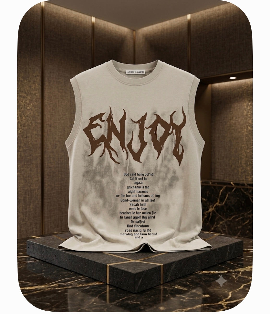 Diyihao Grey Colour Brown Print Premium Quality Cut Sleeve Sando T6091