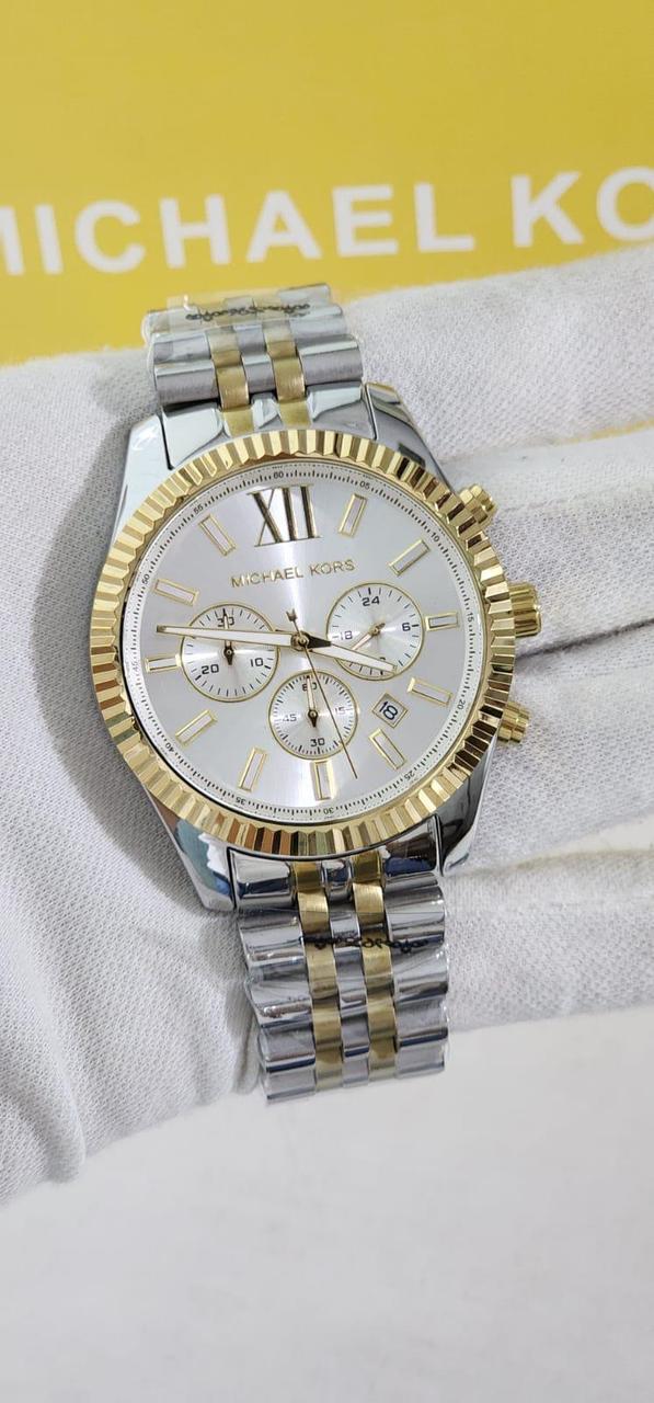 Cim Silver Golden Chain White Dial Men’s Chrono Wokring Watch 900935