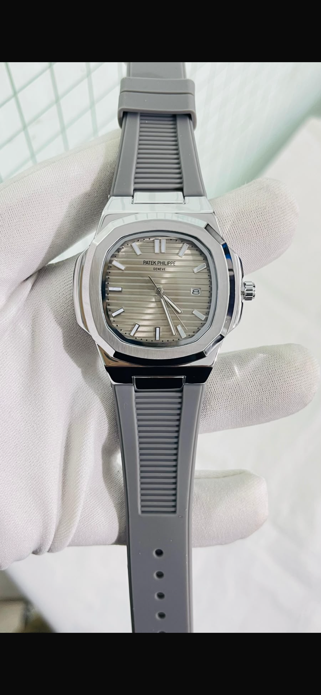 TAP PAT PP Grey Silicon Strap Silver Grey Dial Men’s Watch 990959