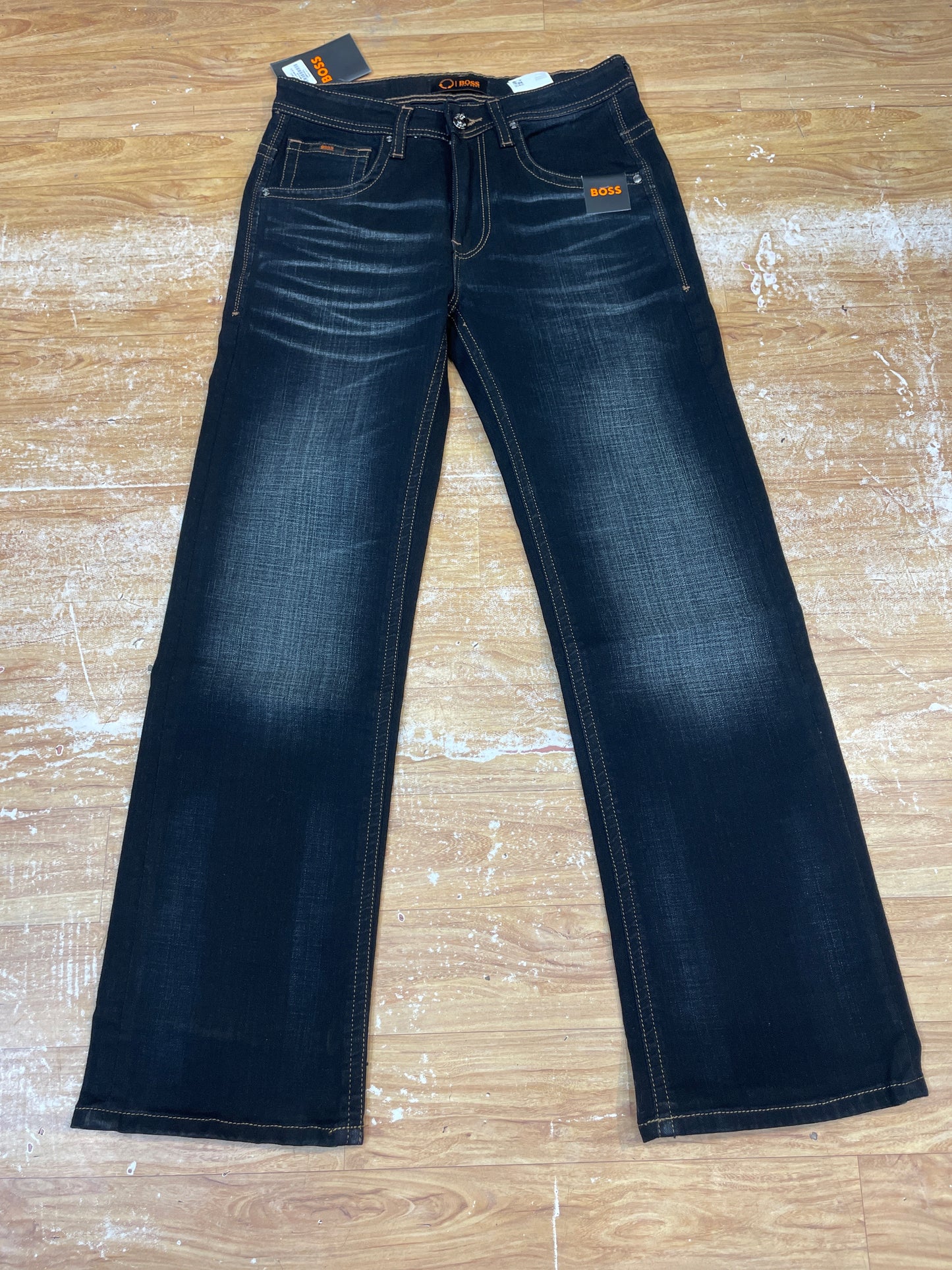 SOB BOS Faded Dark Blue Colour Premium Quality Straight Lose Fit Men’s Jeans DBFN1951