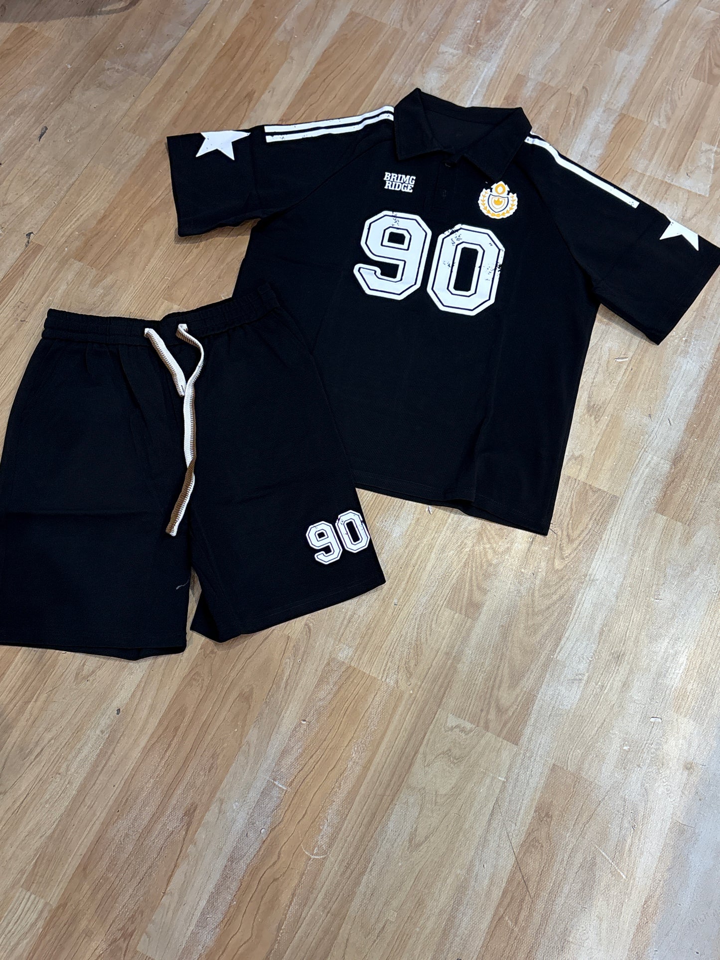 Brimg Ridge Black Colour Coller Tshirt Shorts 90 Imported Coord Set T53