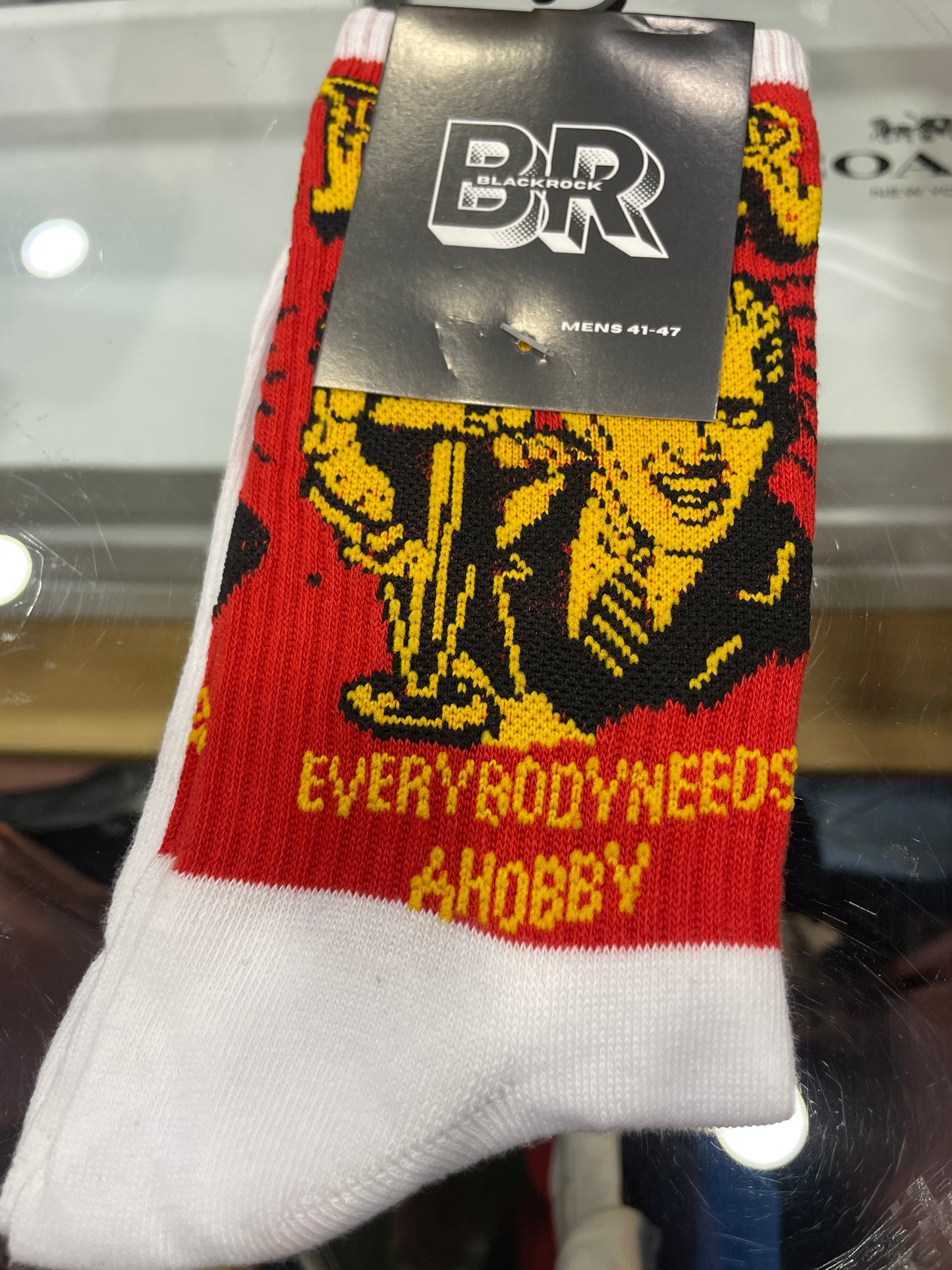 BR White Colour Black Yellow Red Men Print Premium Quality Full Socks 990744