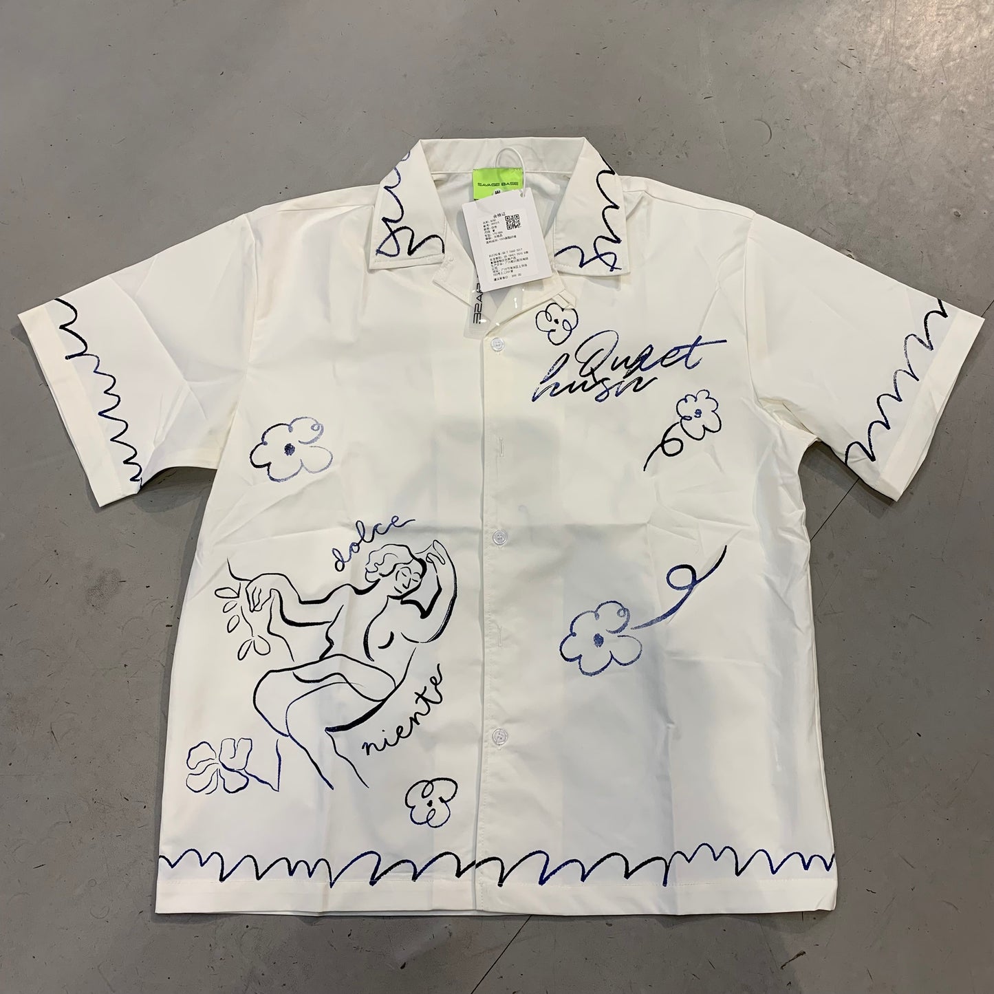 SAVAGE BASE Off White Colour With Blue Black Print Imported Unisex Shirt YR9315