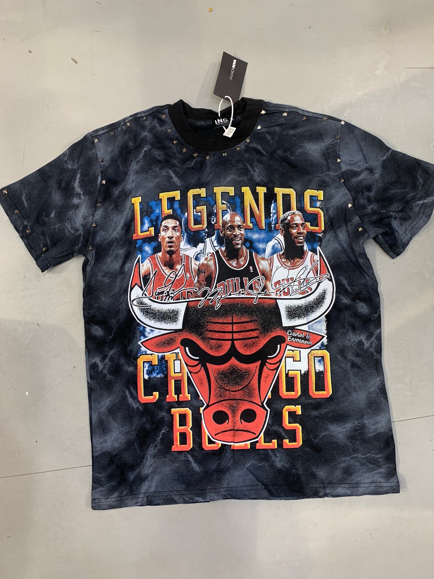 I.N.C Black Grey Feded Colour LEGENDS Print With Studd Premium Quality Imported Oversized Unisex T Shirt 990379