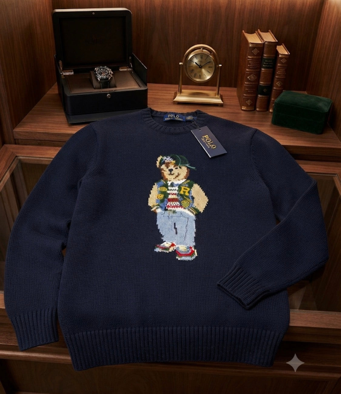 LOP POL Navy Blue Colour Teddy Print Premium Quality Sweater 991311