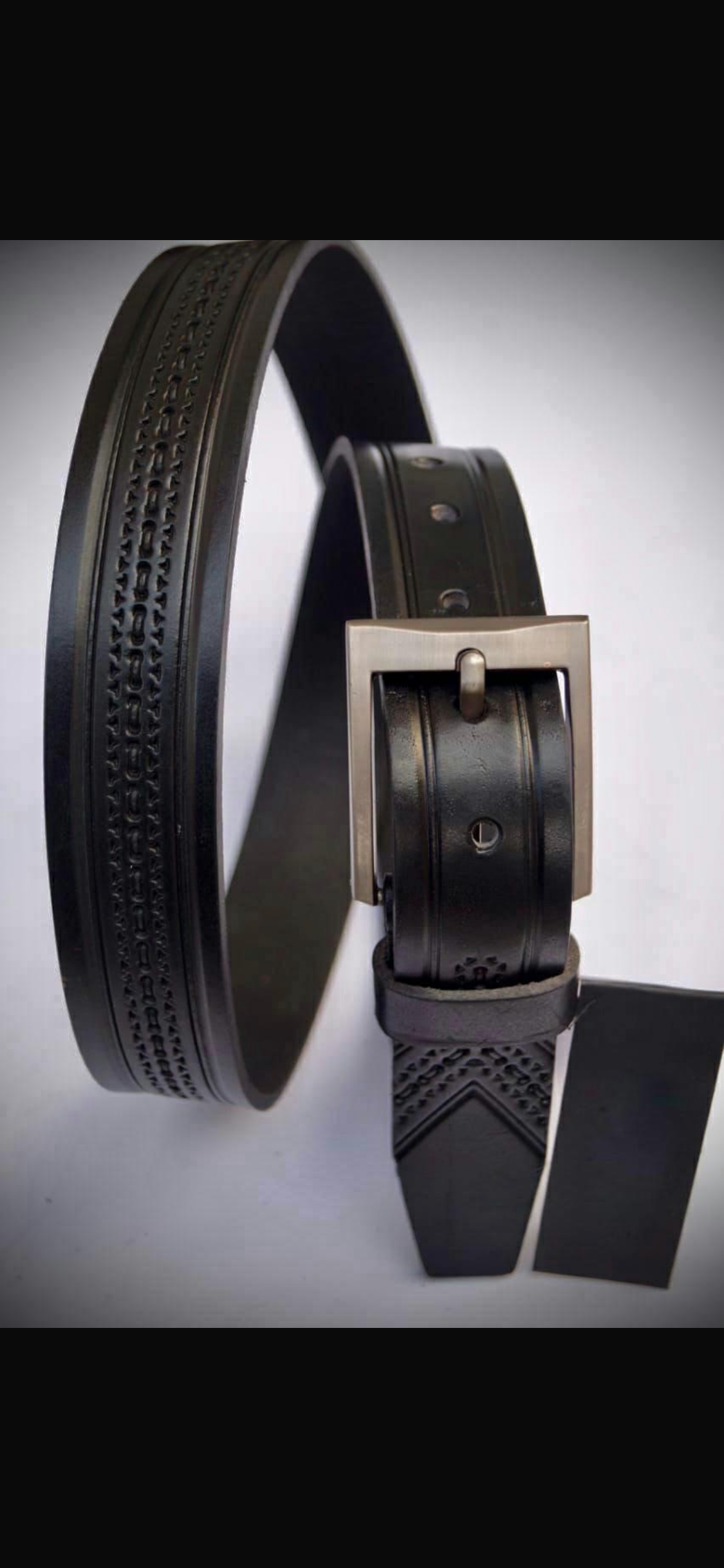 LDA Silver Buckle Black Strap Heavy Design Premium Quality Unisex Belt 991442
