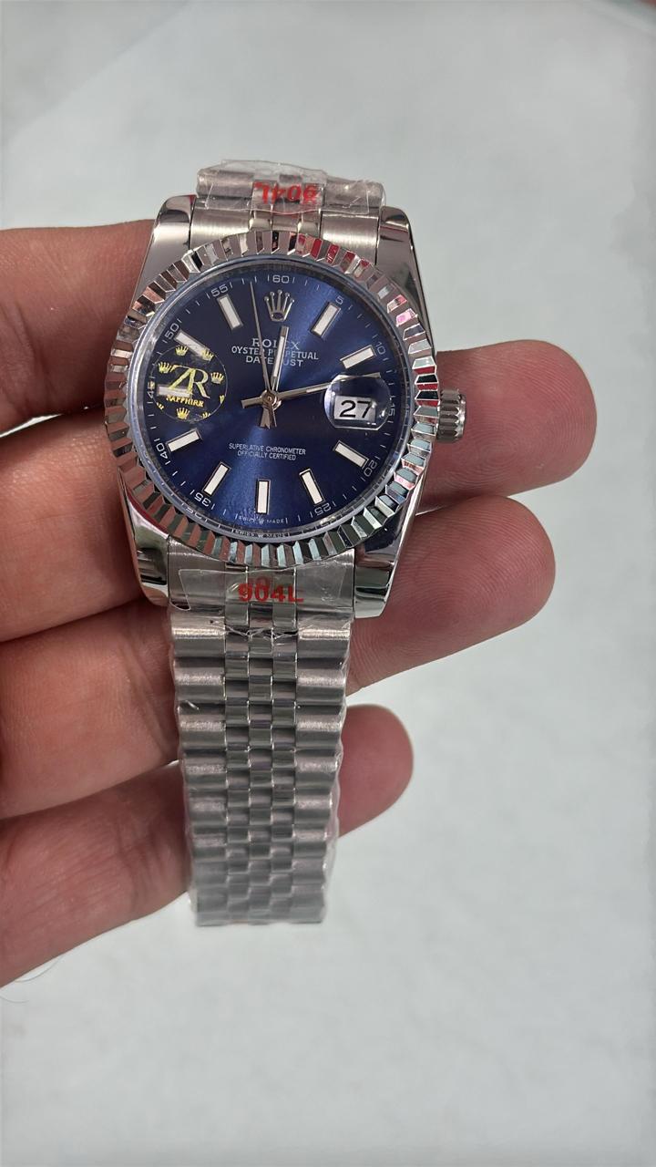LOR ROL Sliver Chain Blue Dial Premium Quality Ladies Automatic Watch 988334