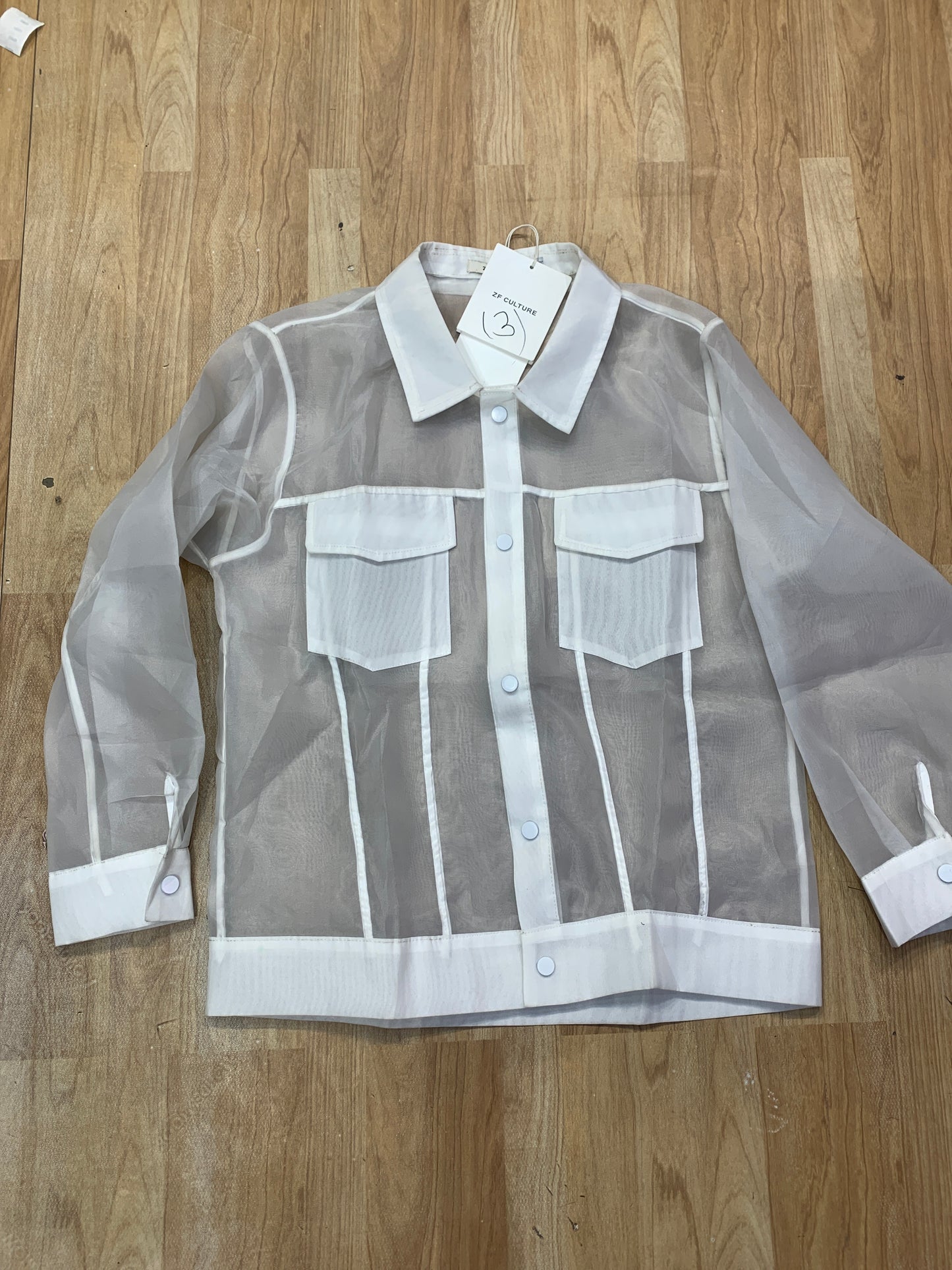 ZF Culture white Colour With Net Fabric Full Sleeve Shirt 2306
