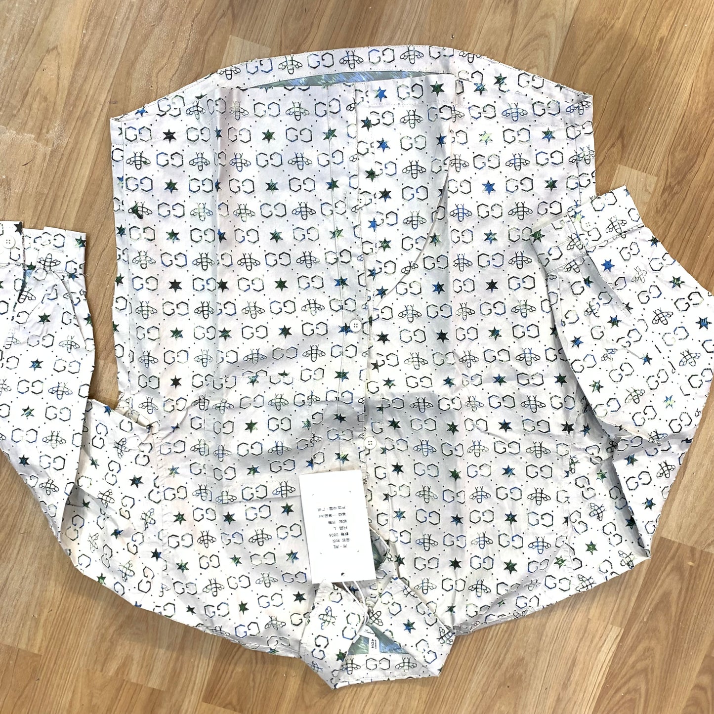 HOMME Cream Colour Green GG Rugged Design Imported Shirt 2805