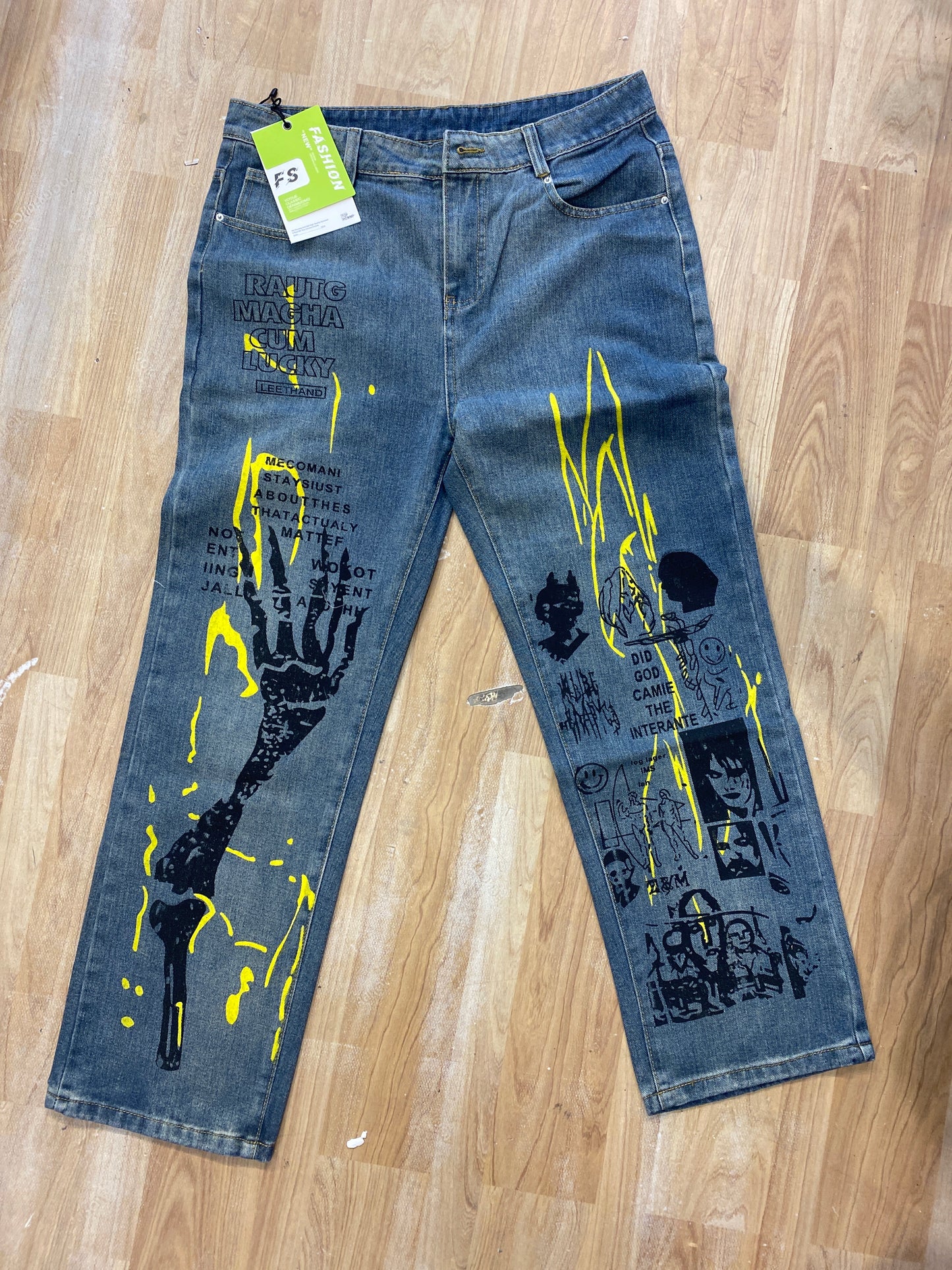 Import Blue Colour Leethand Anime Printed Premium Quality Jeans 3990