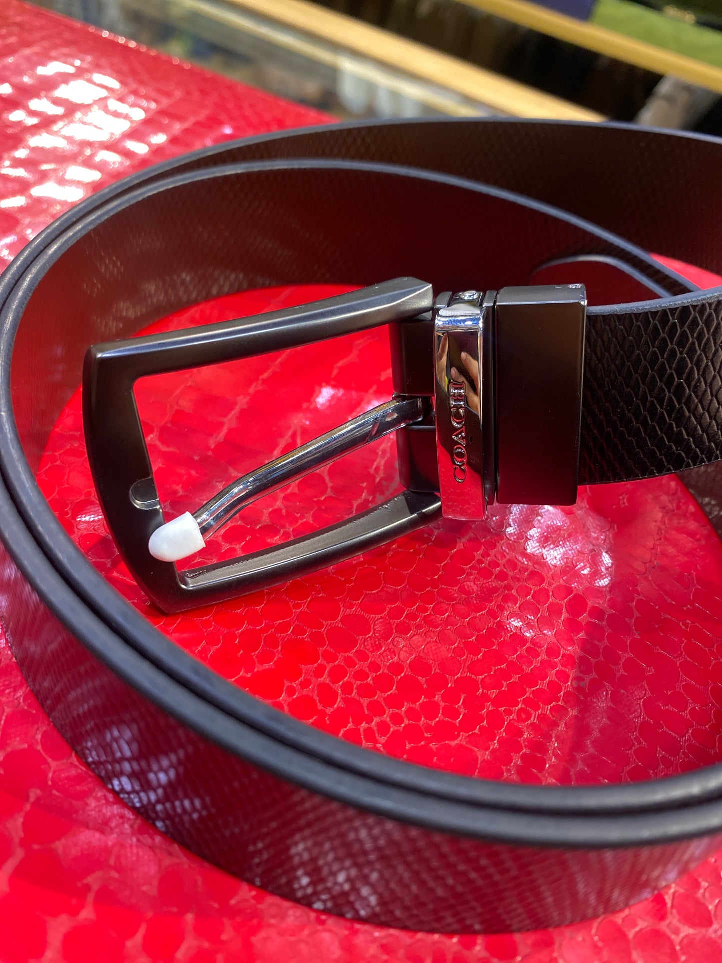 AOC COA Mate Black Silver Buckle With Black Brown Double Side Strap Men’s Belt 989910