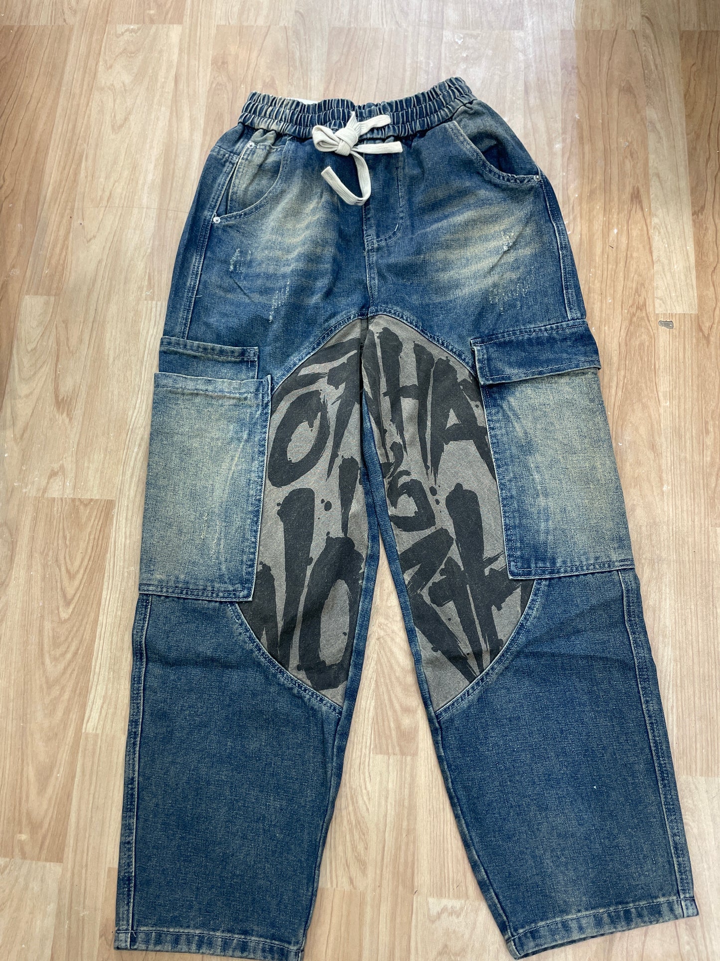 Liaoxun Faded Blue Colour Rugged Style Imported six Pocket Straight Baggy Fit Men’s Jogger Pant LX2605