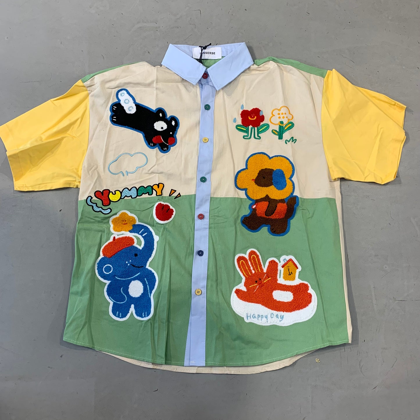 INNSERSE YUMMY Cream Green Colour sky Blue Coller Cartoon Patch 5141