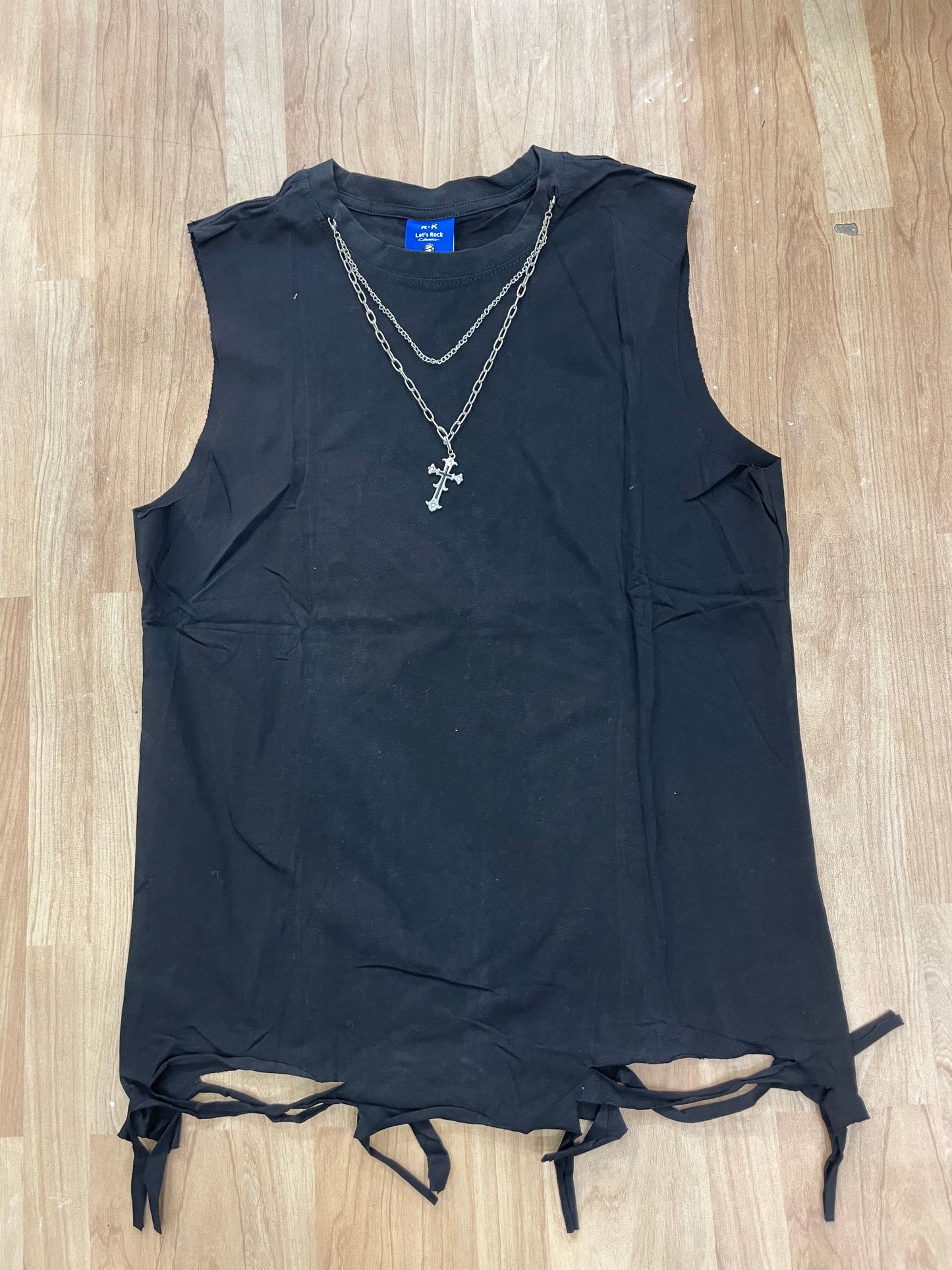 R.K Black Colour With Chain Rugged Style Imported Unisex Tank Top 9658