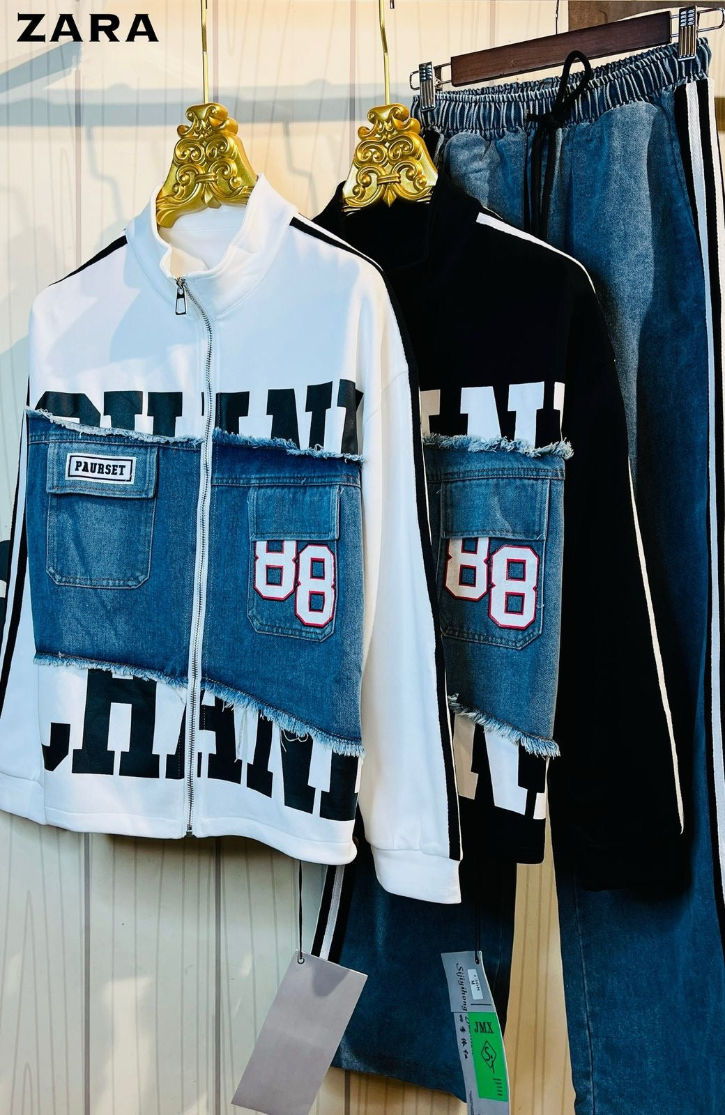 PAURSET 88 White Blue Denim Premium Quality Imported Unisex Coord Set 989417