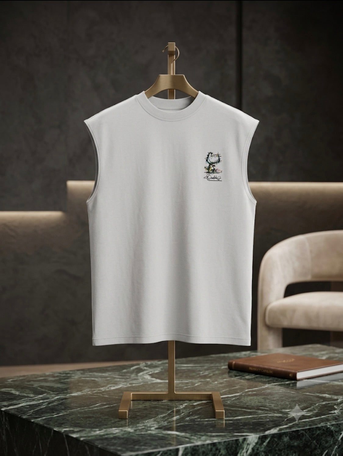 CNSD HOMME Grey Colour Opening Soon Print Cut Sleeve Sando CY2702
