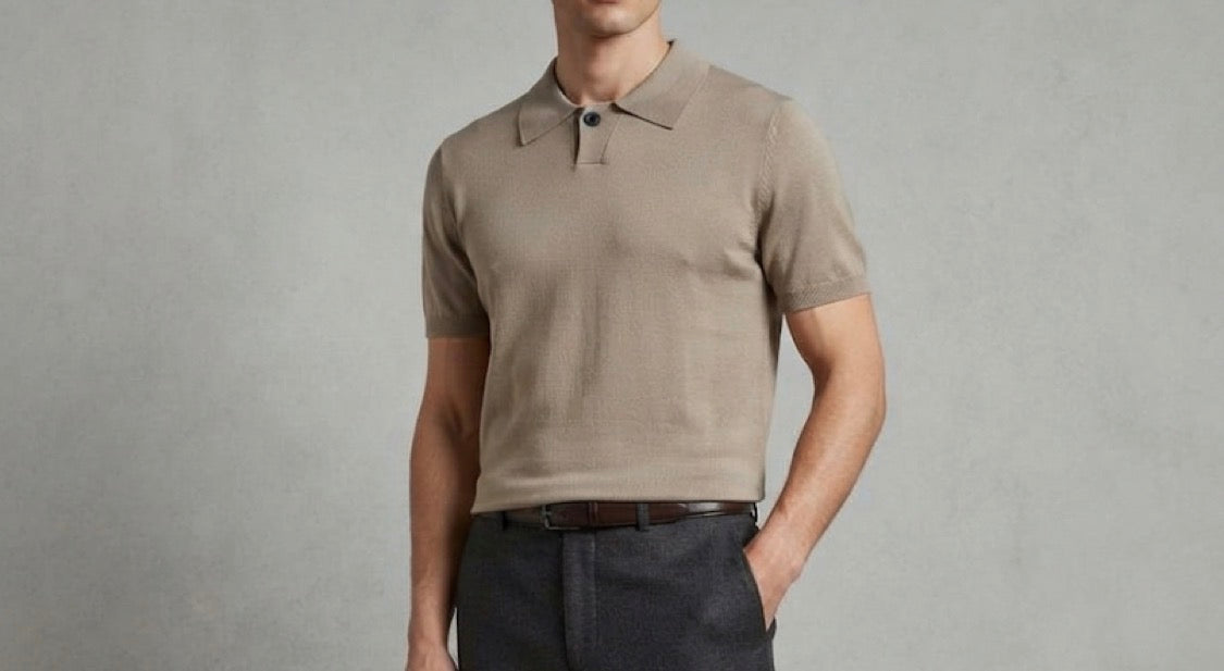 DT Grey Colour Knitted Premium Quality Unisex Collar T-Shirt T9E2631
