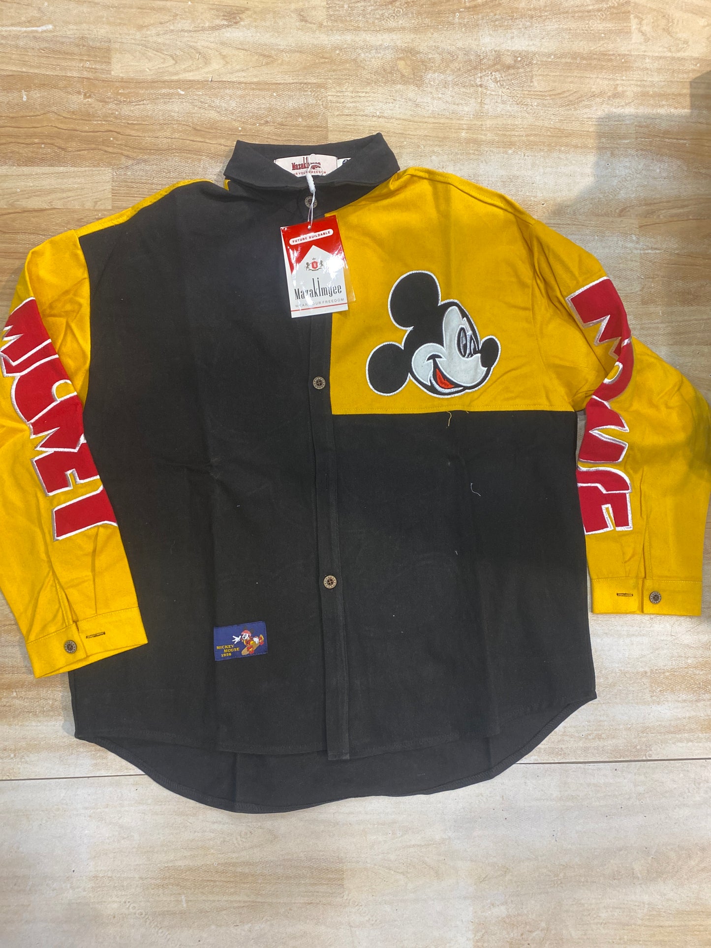 Mazakimyee Shirt Black Yellow Collar Anime Print R002