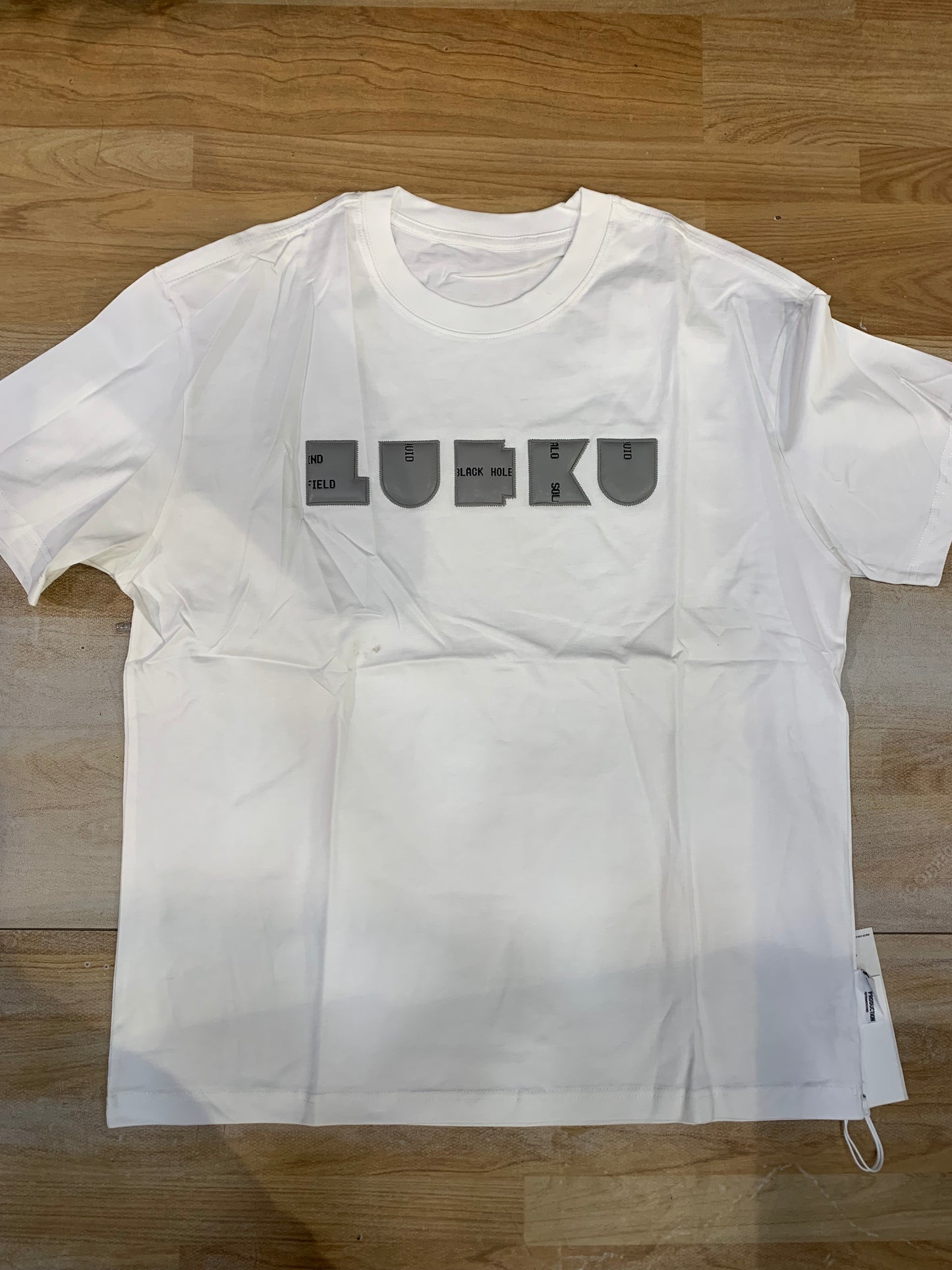 PRODUCTION White Colour Grey Patch Unisex Oversized T Shirt 5583