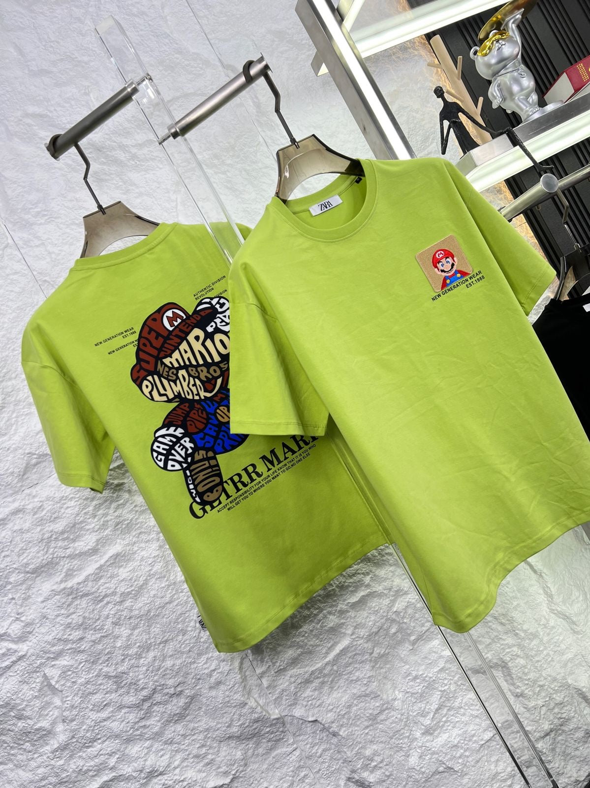 Raz Zar Black Colour EST.1988 Mario Back Print T-Shirt 5584