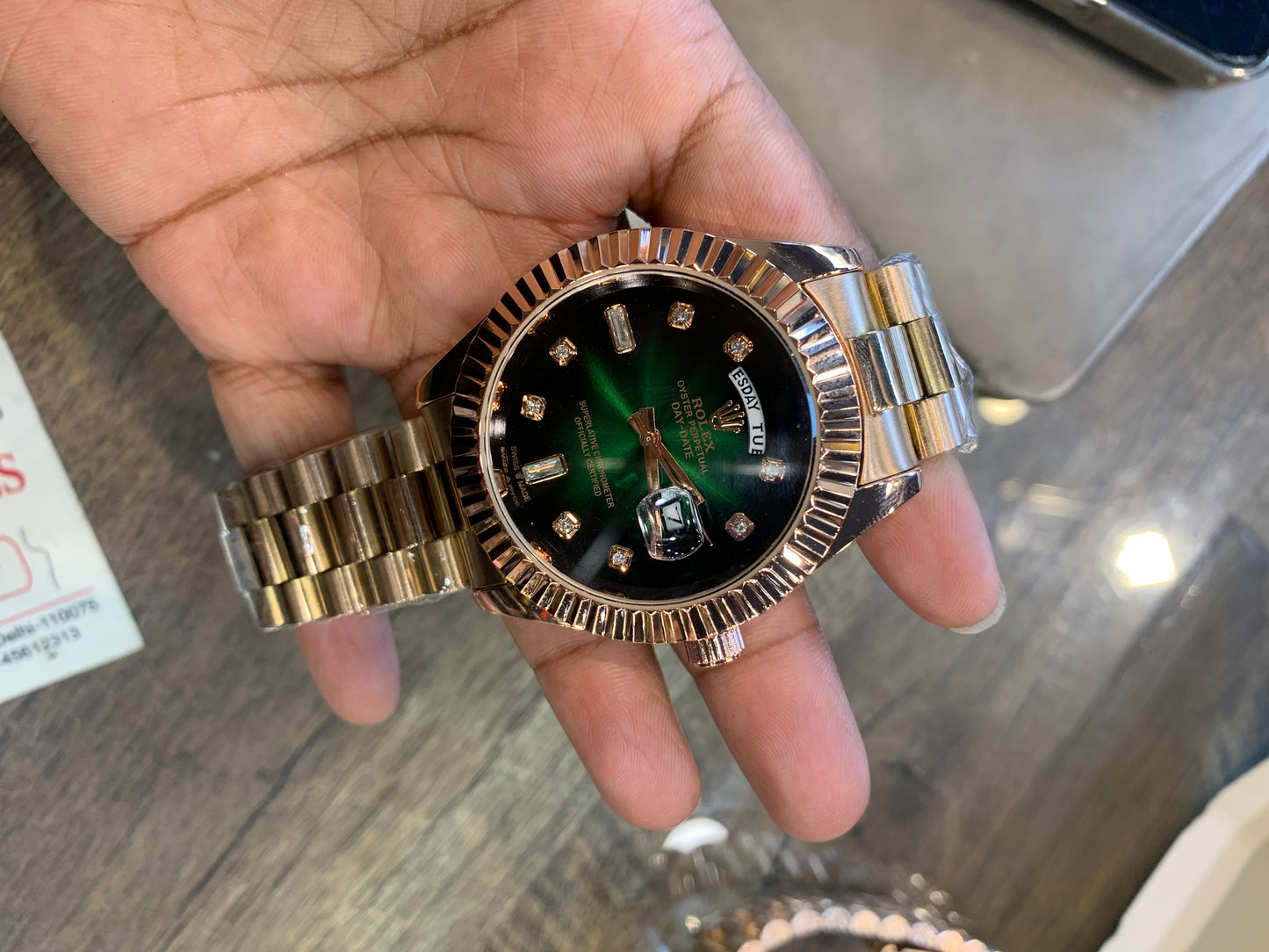 Lor Copper Chain Green Stud Dial Men’s Watch 990219