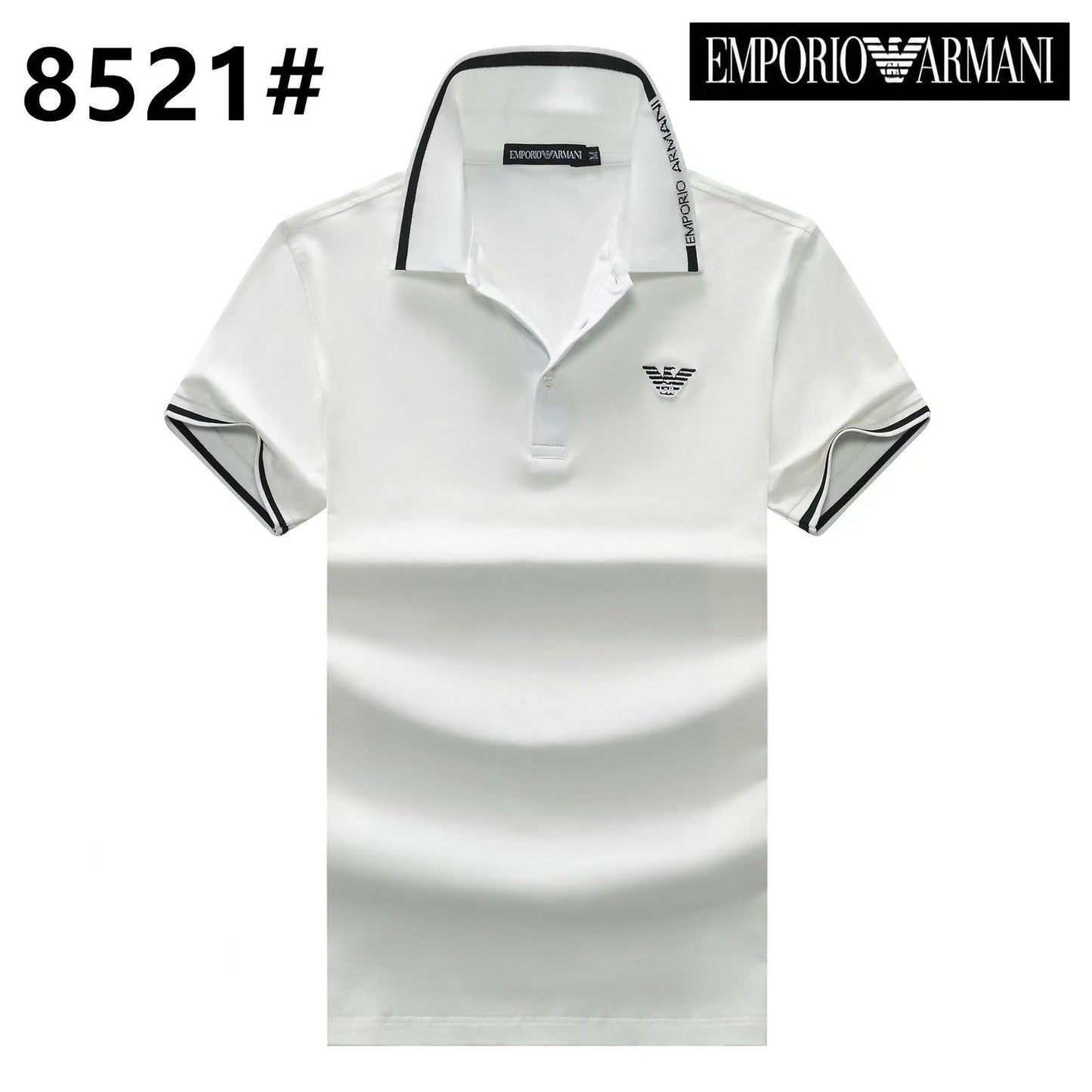 MRA White Colour With Logo Embroidery Premium Quality Collar Tshirt 8521