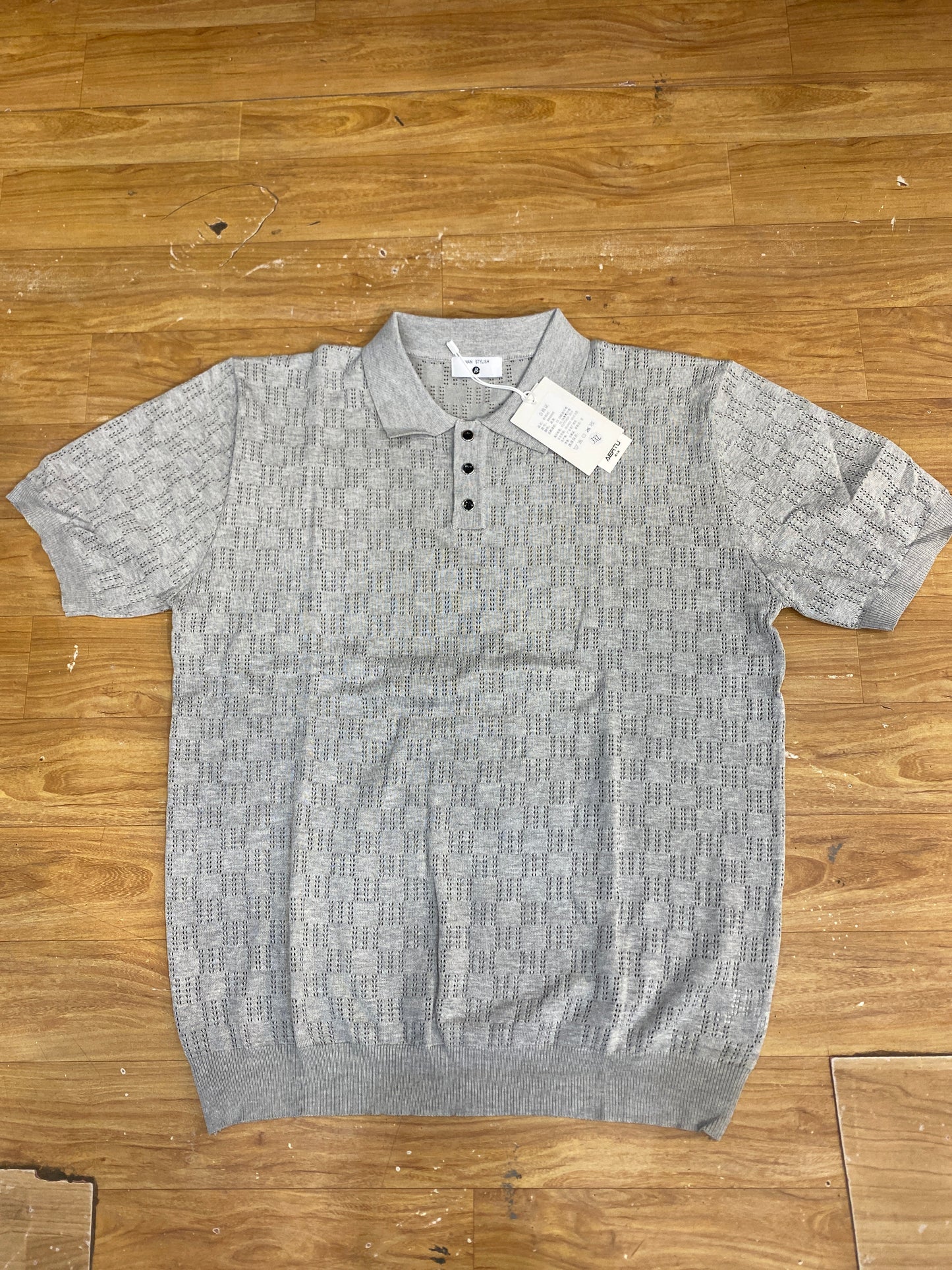 REA Aertu Grey Colour Knitted Premium Quality Men’s Collar T-Shirt R86090