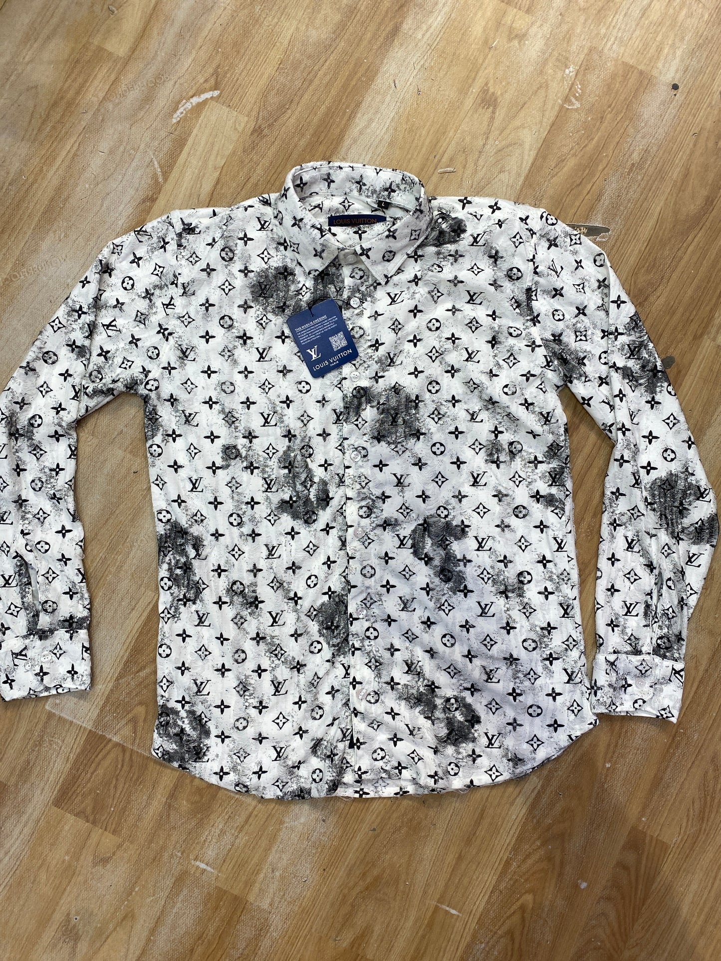 Uol White Black Colour Rugged Monogram Print Premium Quality Shirt 988885