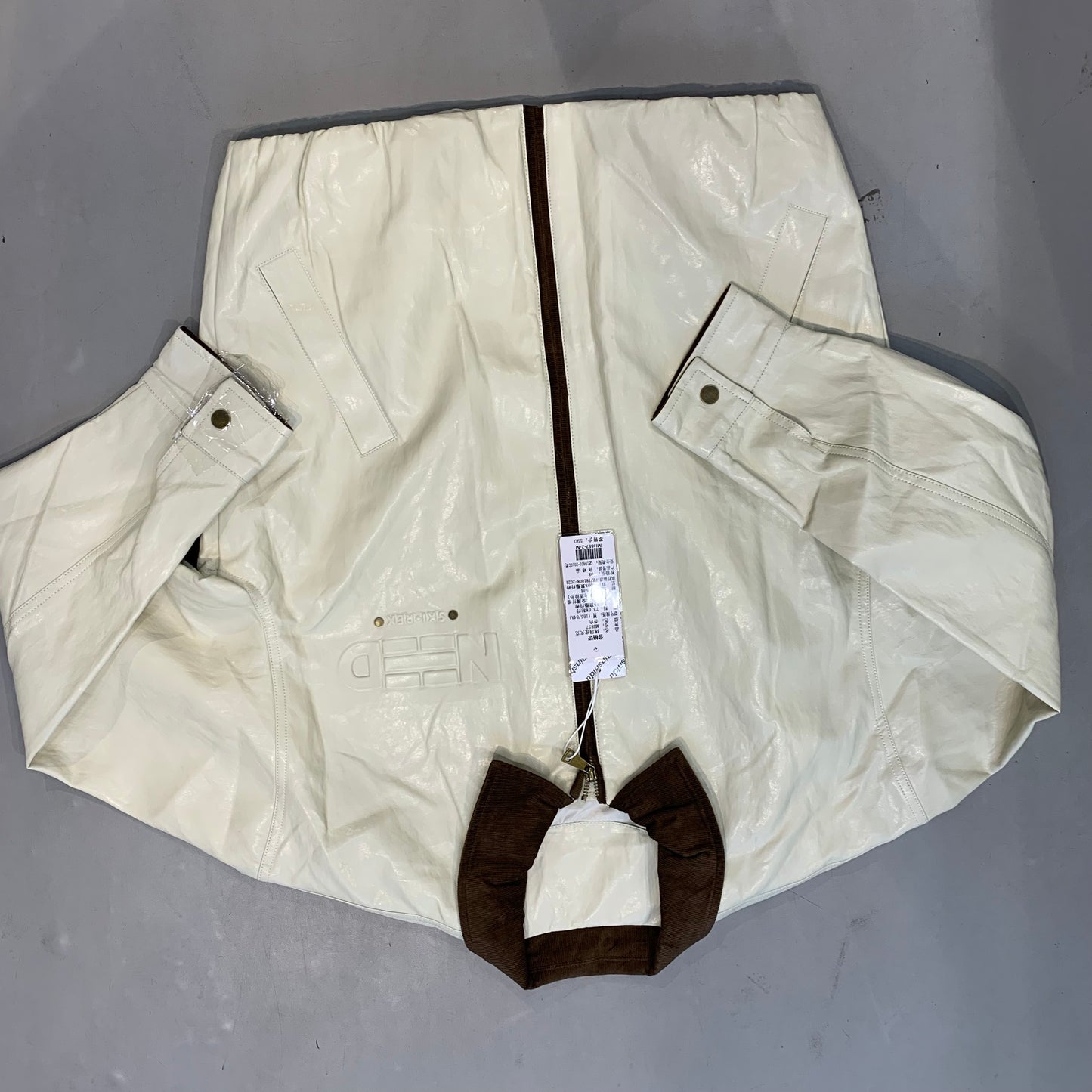 NEED SKI+REK Cream Italian Leather With Brown Corduroy Collar Premium Quality Men’s Jacket MH857
