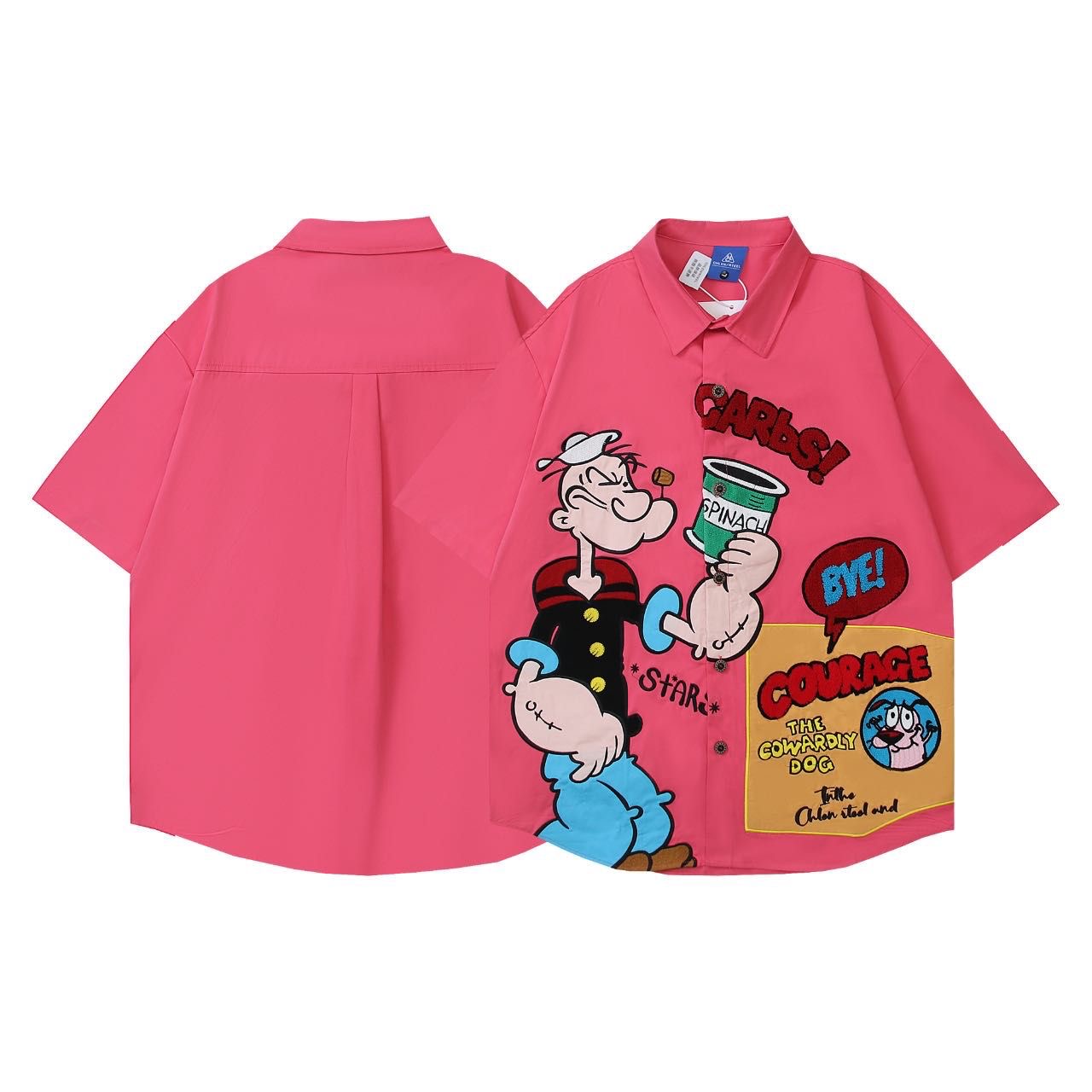 CHLEN RTEEL Pink Blue Yellow Colour Cartoon Print Garbs The Cowardly Dog Baggy Size Premium Shirt HY699