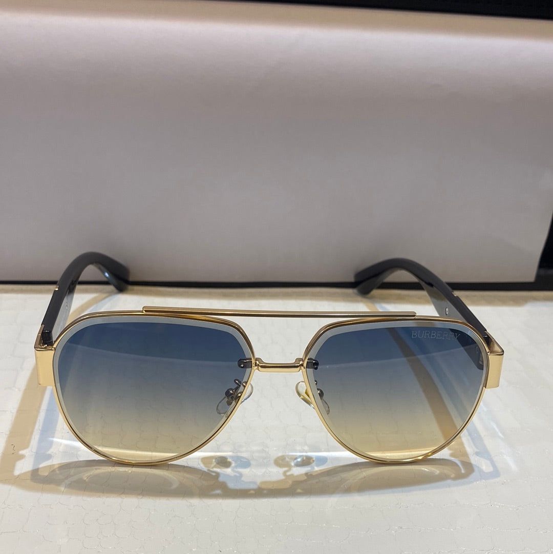 Rub Gold Matte Frame Blue Brown Shade Unisex Sunglasses 22379 60 14 142