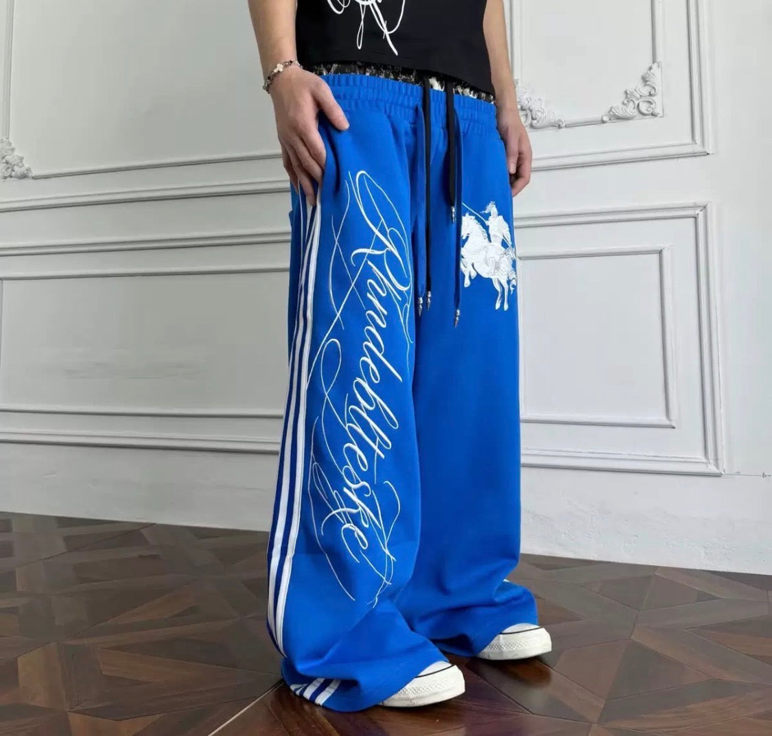 YIXI XIANSHENG Blue Colour Embroidery White Strap Premium Quality Imported Baggy Fit Lower