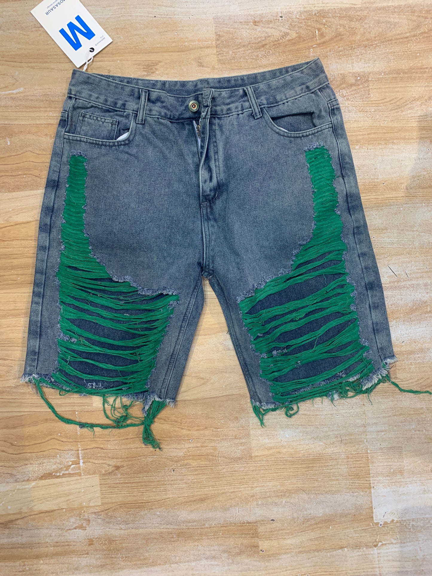 Mosasaur Grey Blue Denim Green Thread Premium Quality Unisex Shorts 989406