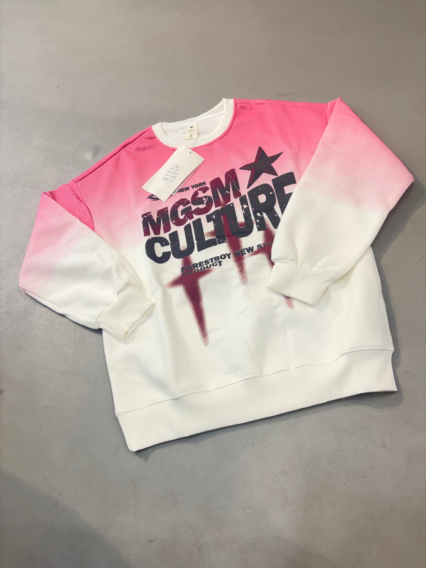 LDA Pink White New York Mgsm Culture Full Sleeve Sweatshirt 4003