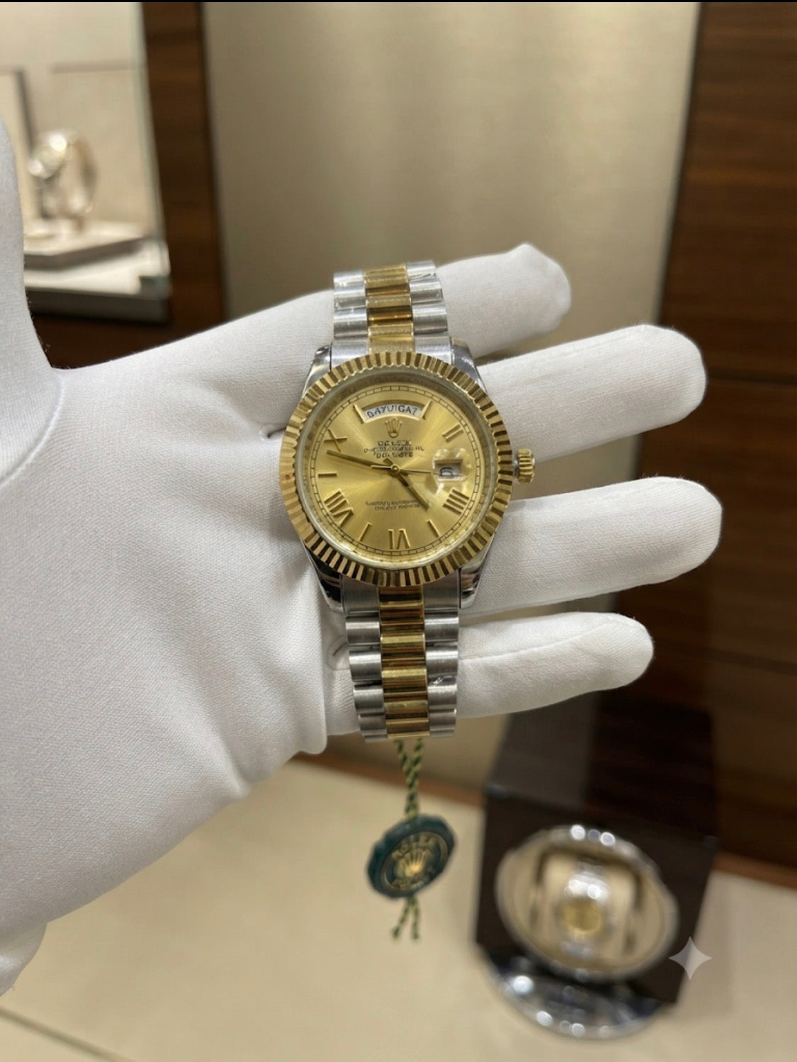 LOR ROL Silver Golden Chain Golden Dail Men’s Watch 988690