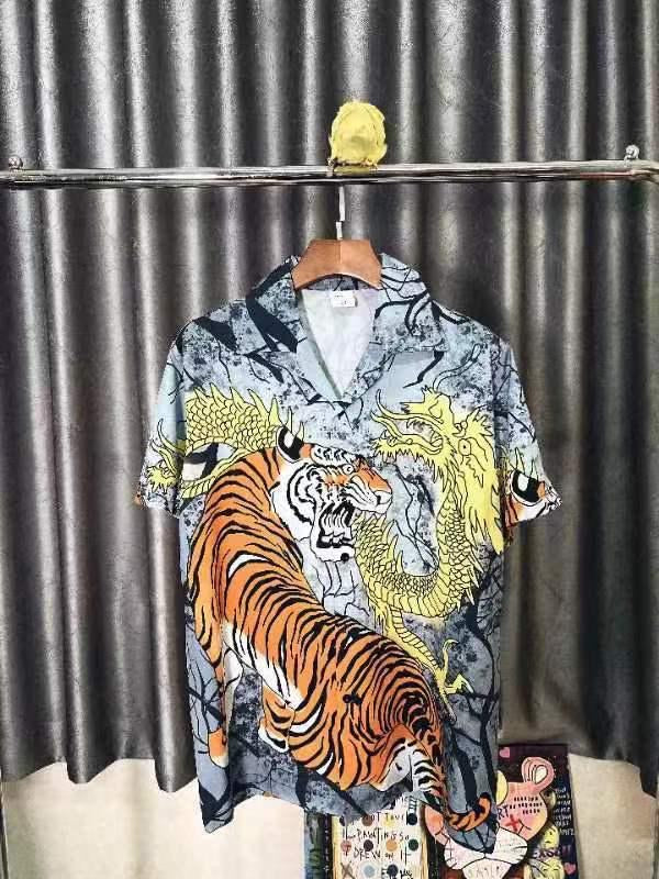 JXRS Grey Colour With Tiger Print Premiere Quality Half Sleeves Shirts 65709