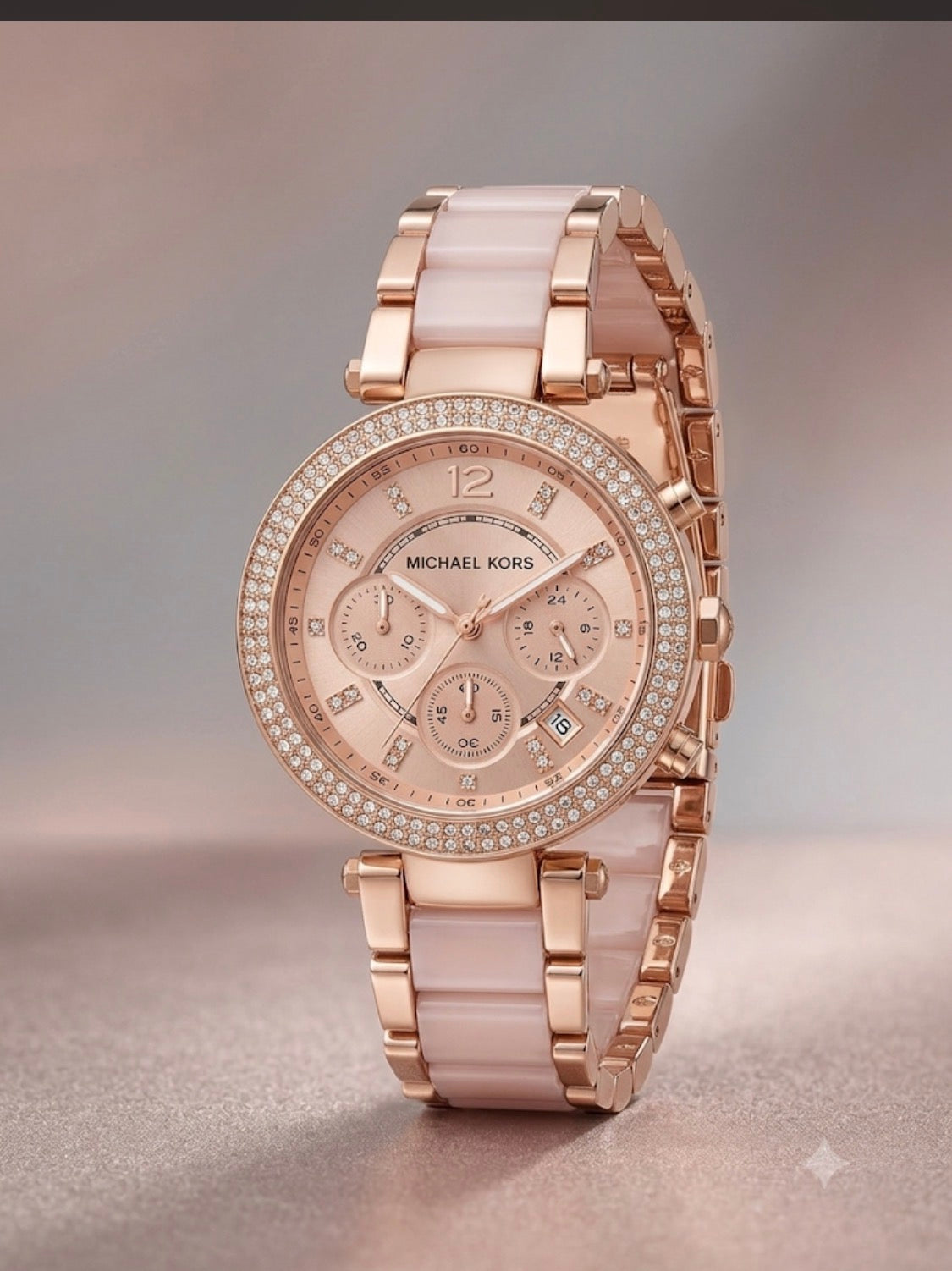 CIM MIC Copper Pink Chain Pink Dial Studd Ladies Ceramic Watch 991021