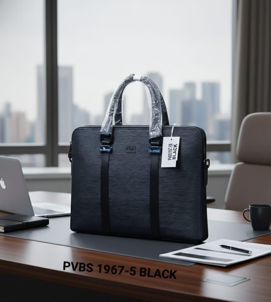 Sob Black Colour Black Strap Pocket Multi Zip Laptop Bag PVBS1967-5#