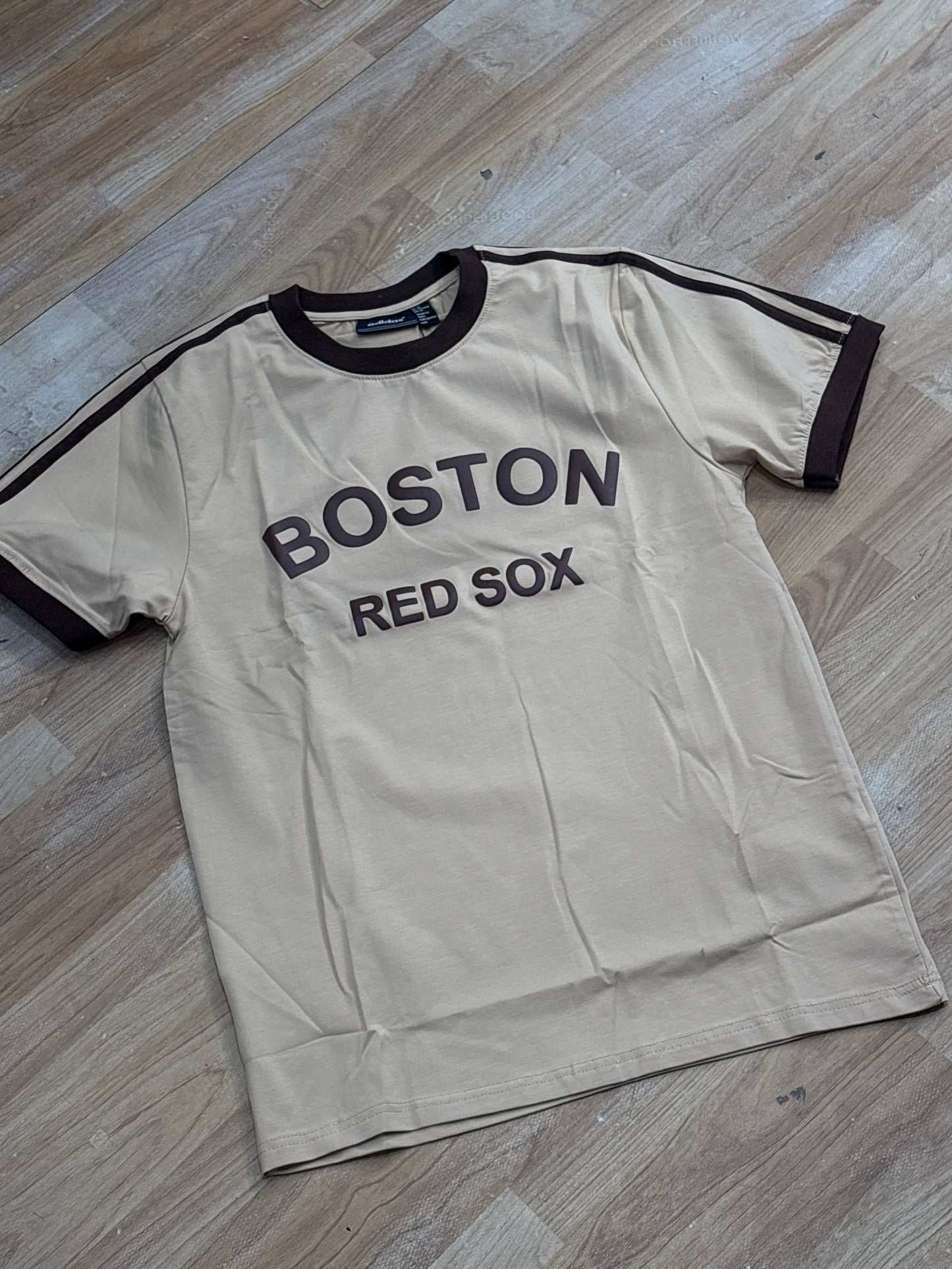Adi Ida Boston Red Sox Beige Brown Colour Half Sleeve Round Neck Premium Quality TShirt 988795