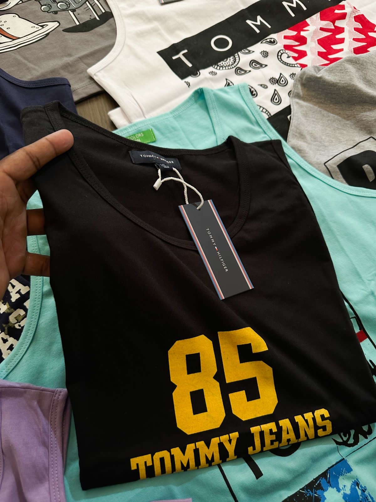 UNITED Grey Colour With Front Print Cotton Sando 65689