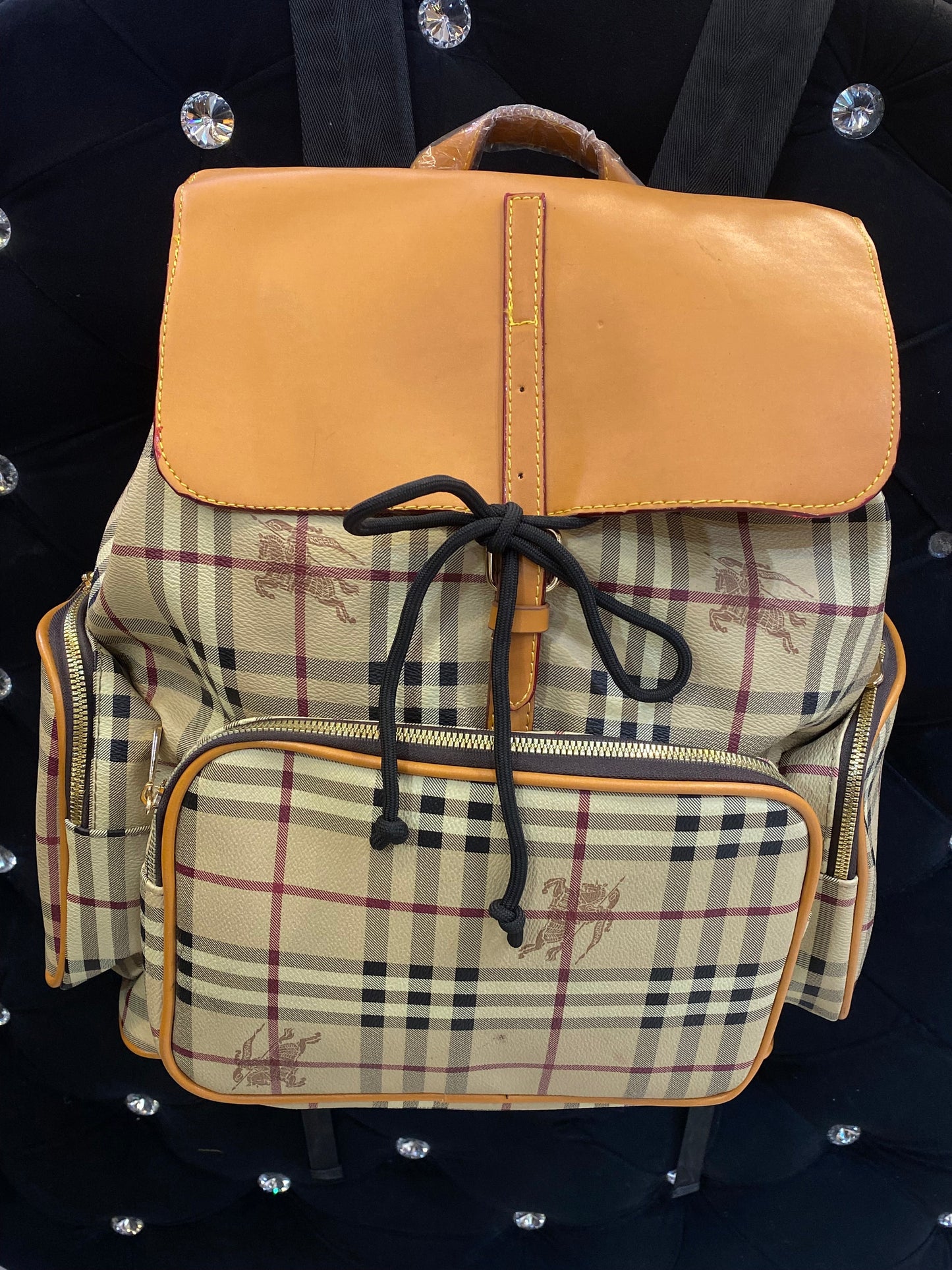 RUB Yellow Colour Check Print Backpack 987192