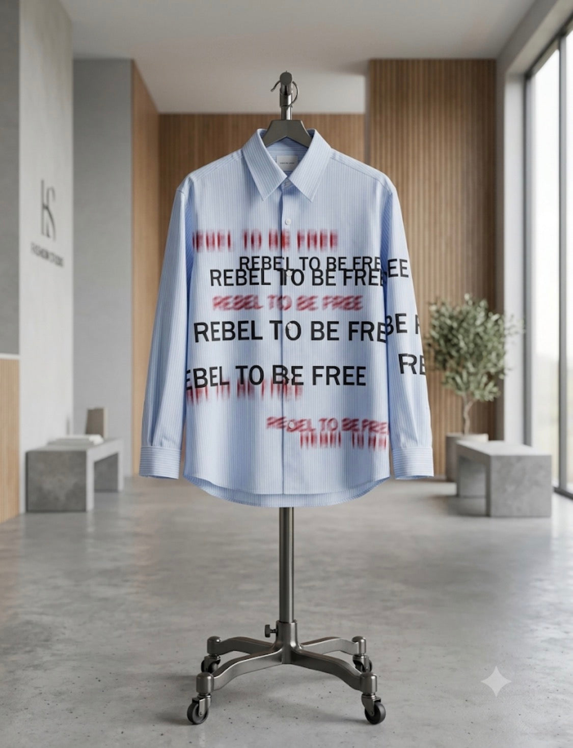Blue Colour Blue Lining Rebel To Be Free Print Premium Quality Full sleeve Imported Shirt 991089