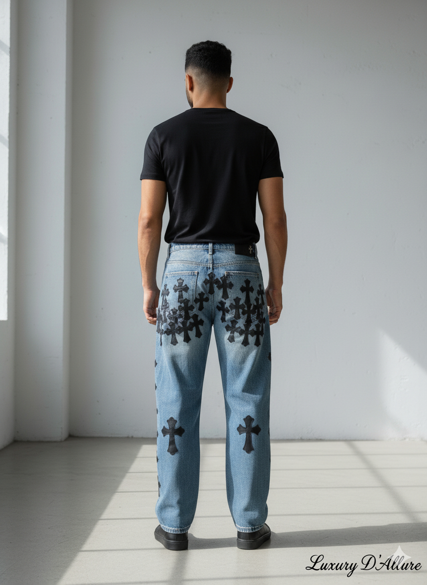 Chr Rhc Blue Colour Black Logo Patch Imported Straight Fit Jean KE-3