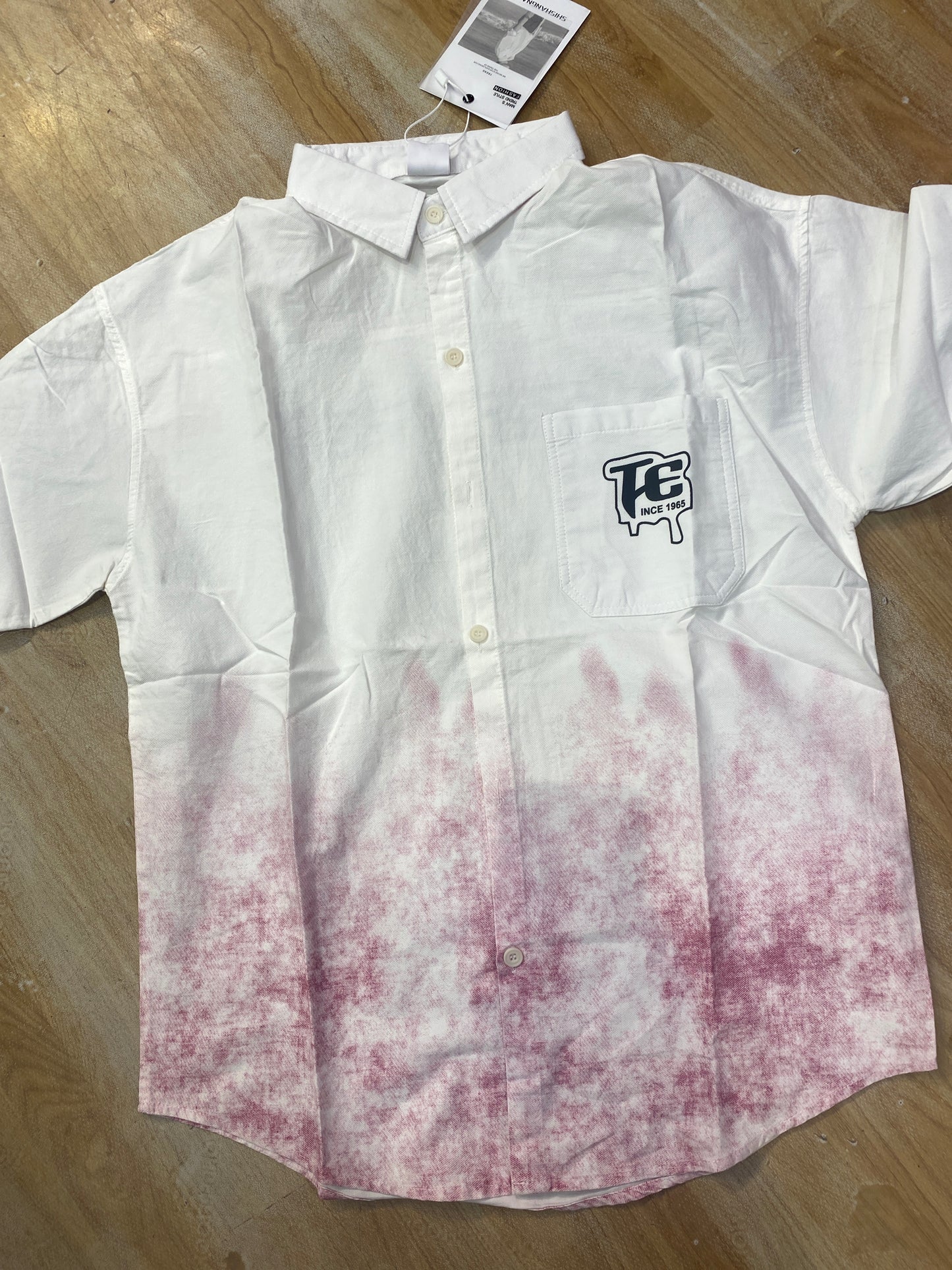 Vogue Design White Pink Shirt Half Sleeve Drop Shoulder W927
