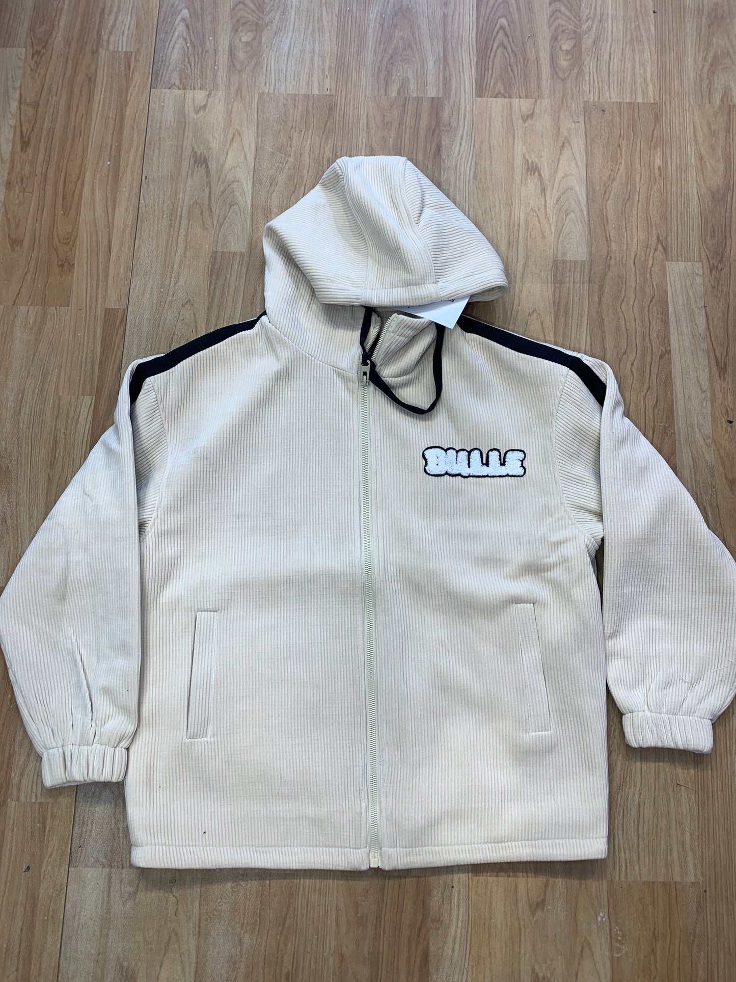 J&J AND Beautiful Off White Colour Jacket With hoodie Back Print M.FOUR 7703