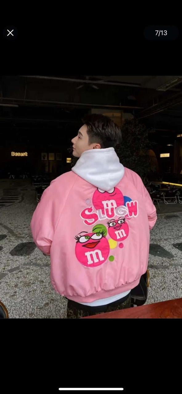 MM Pink Colour With Back Front Premium Quality Zipper Jacket 28041
