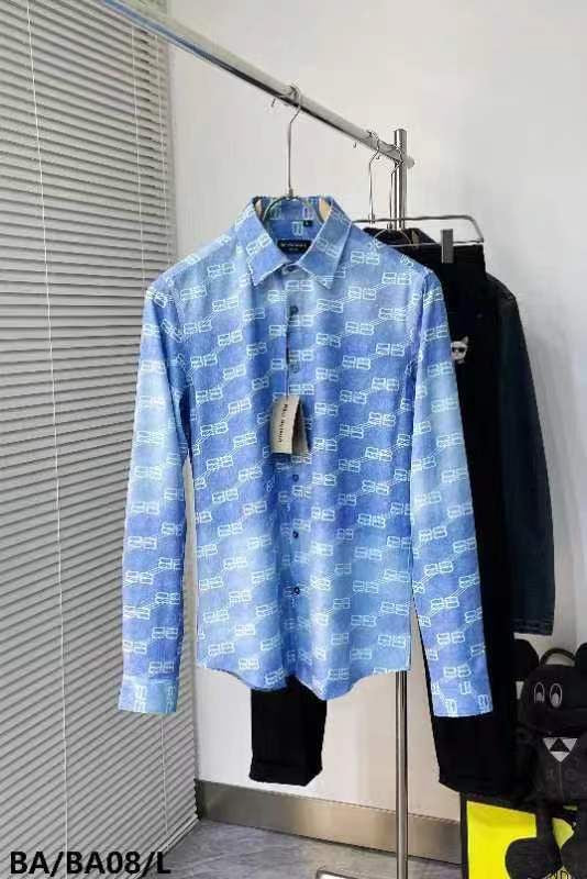 LAB Blue Colour With Texture Print Premium Quality Full Sleeve Shirt BA08