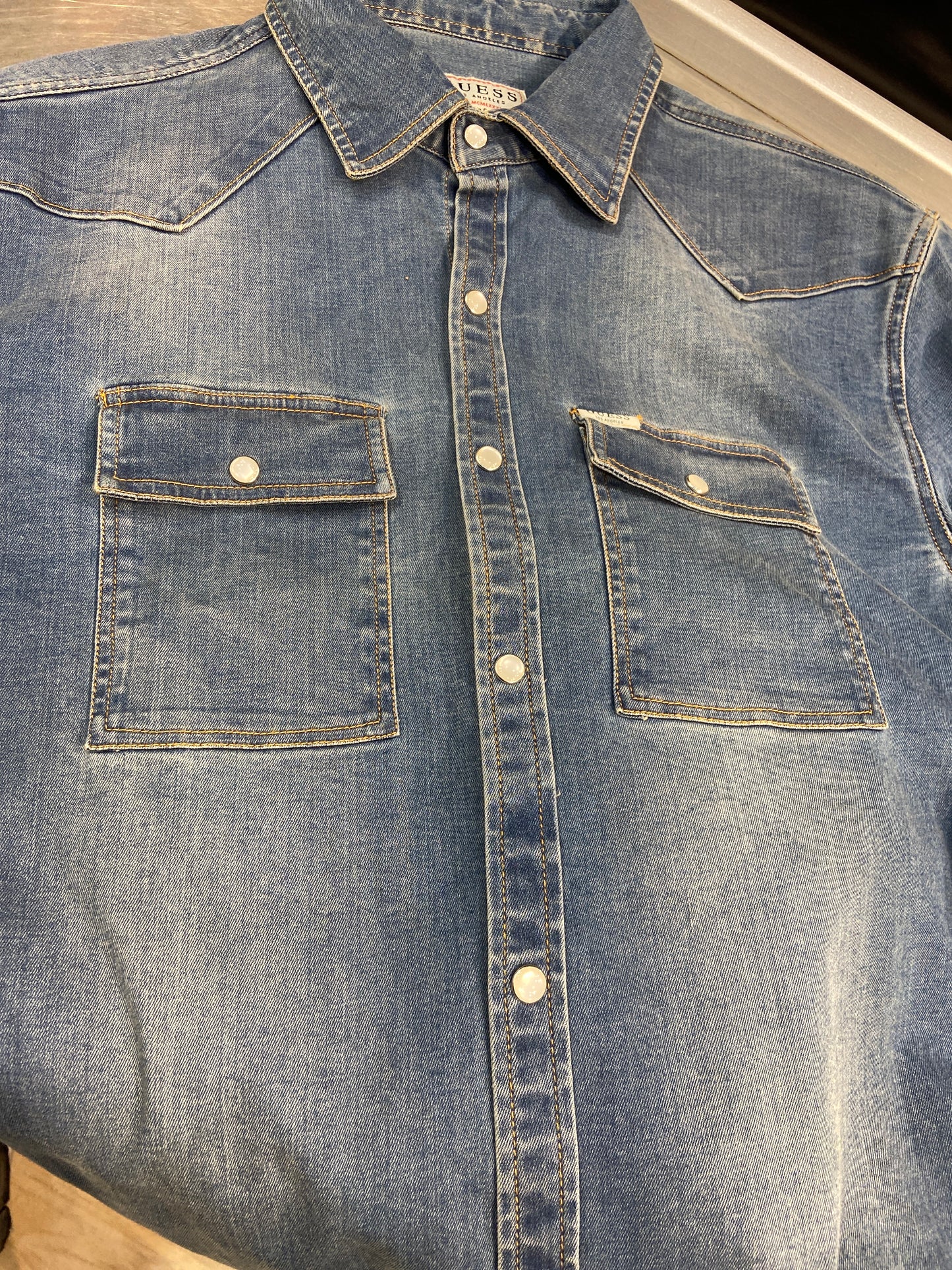 Eug Denim shirt Blue Colour back and print 989073