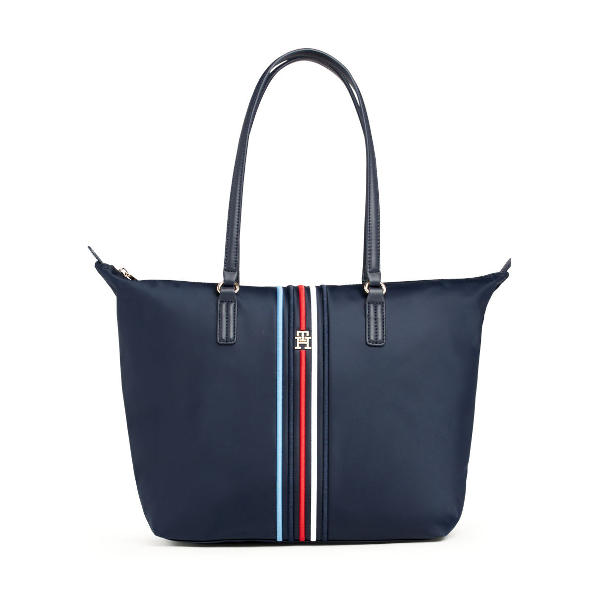 MOT TOM Blue Colour Red Blue White Stripes Premium Quality Ladies Tote Bag With Box 3001