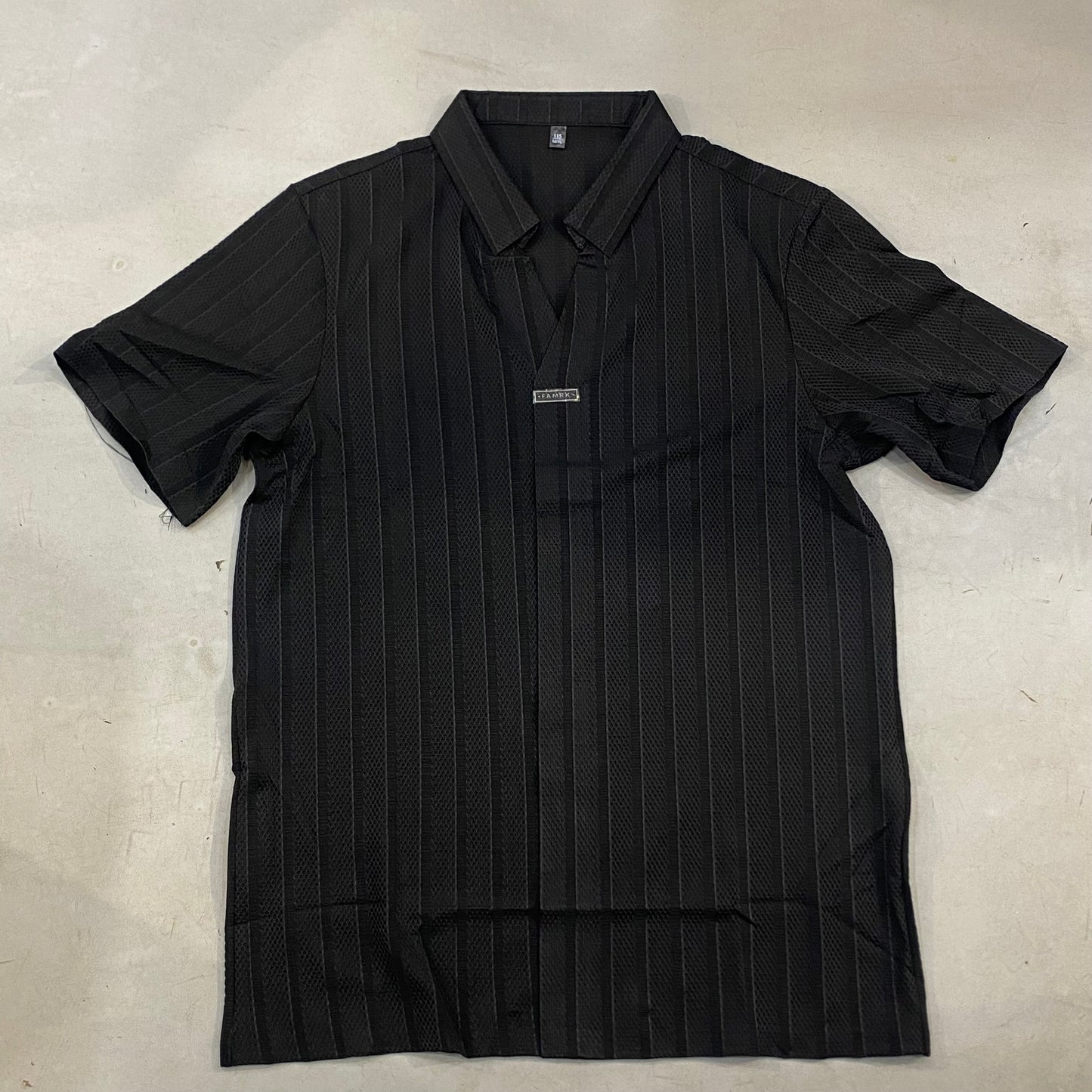 FAMRK Black Colour knitted Half Sleeves premium Quality Shirt 046